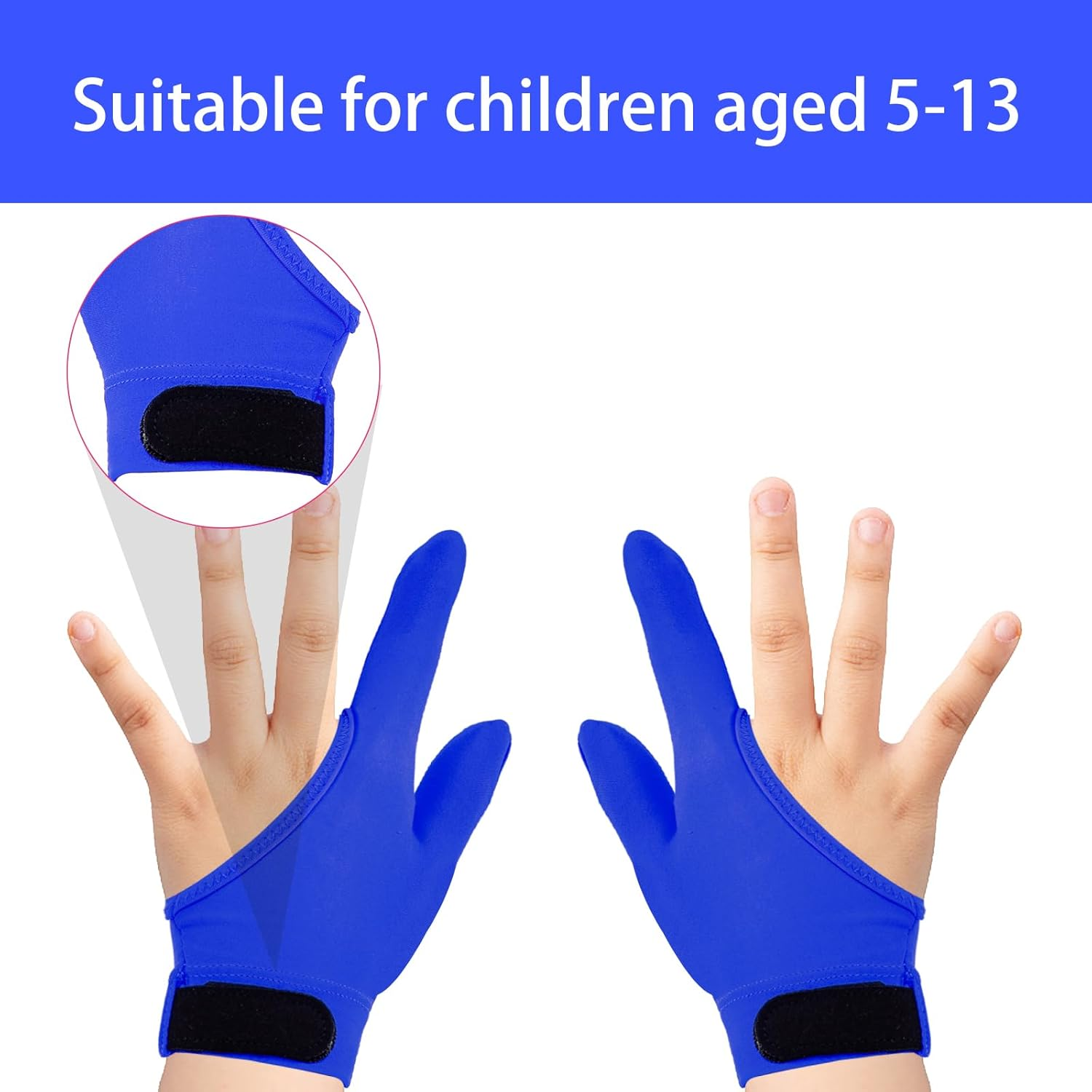4 Pcs Thumb Sucking Guard Gloves for Kids Ages 5-10, Breathable Sensory Gloves to Stop Thumb Sucking & Nail Biting, Soft Cotton anti Suck Guard with Chewy Compression (Blue)