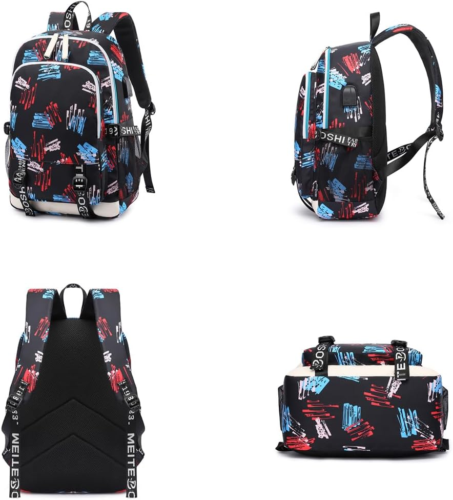 Soccer V-Inicius Multifunction Sport Backpack Travel Laptop Football Fans Bag for Men Women - Black Lines - 1 image number 5