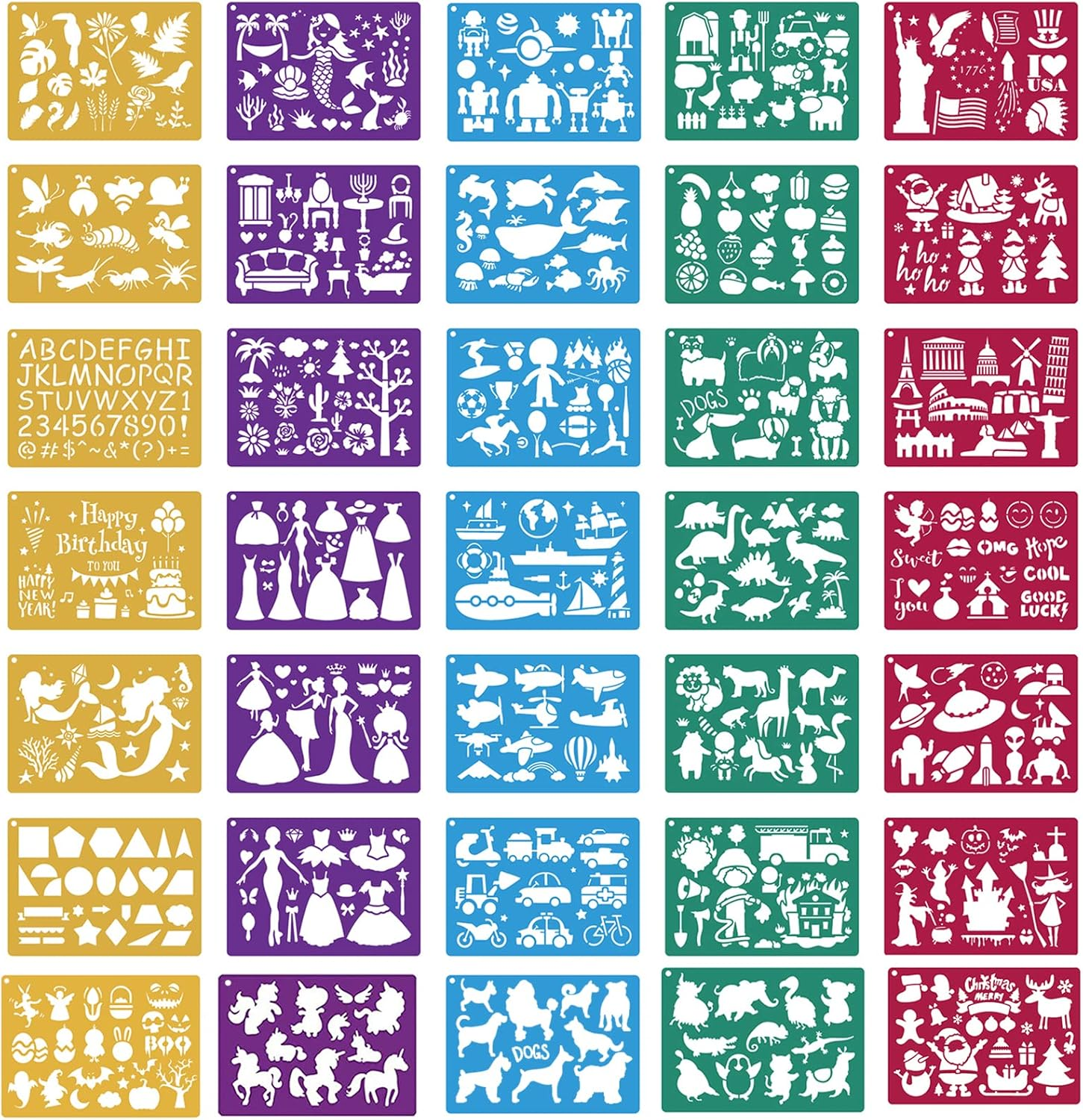 30 Pieces Drawing Stencils Set for Kids, Plastic Drawing Painting Stencil Templates for Kids Crafts School Art Projects, Journal Stencil with 400+ Images