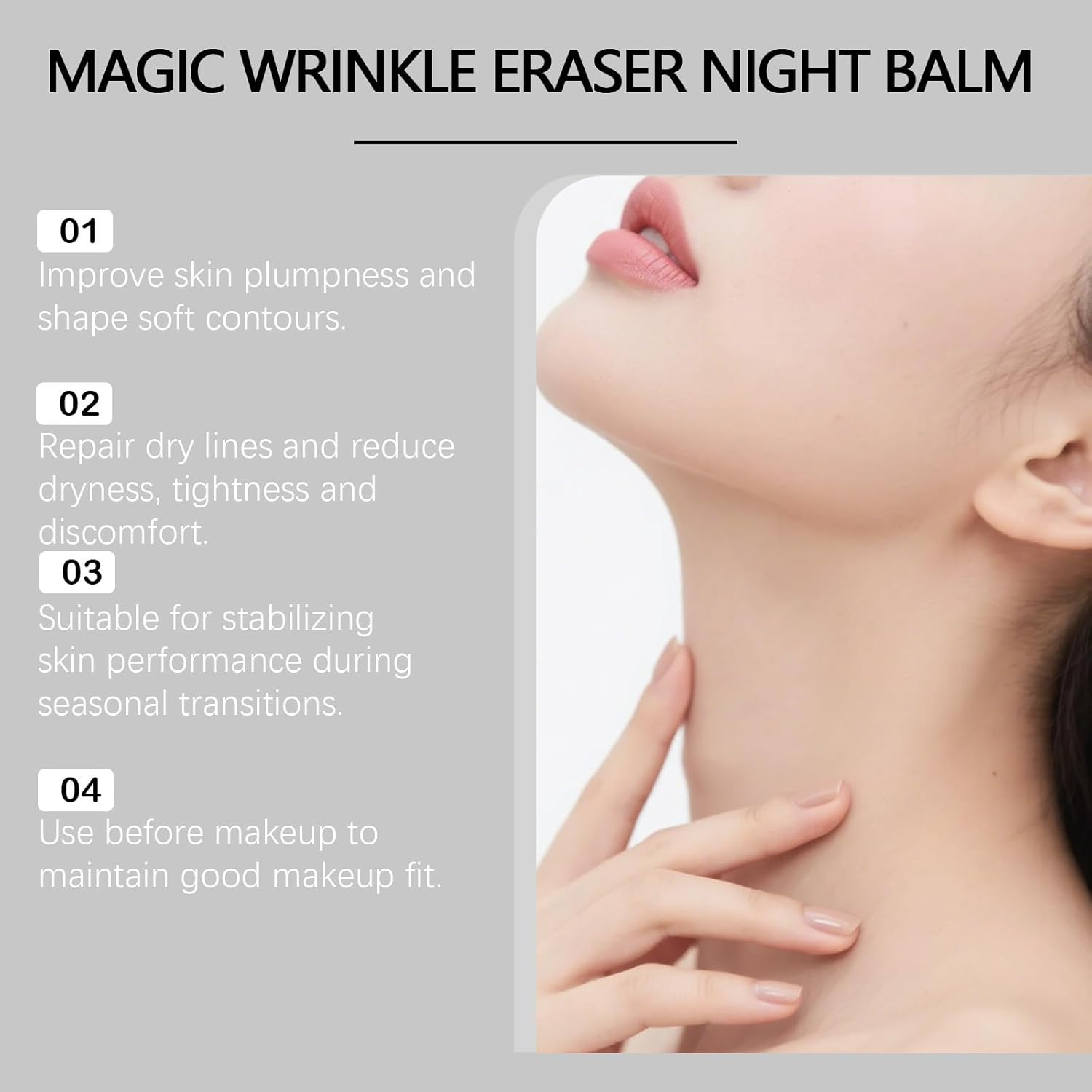 Mature Skin Magic Wrinkle Eraser Night Balm with Pomegranate Rosehip Squalane, anti Aging Night Cream, Hydrating, Moisturizer for Deep Wrinkles, Fine Lines and Dry Skin, Lightweight image number 6