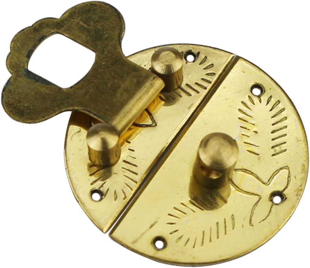 Fokmuaex 2Pcs Brass Box Clasp Latches - Decorative Lock Hardware for Jewelry Box, Cabinet & Small Wooden Cases, Vintage DIY Craft Accessories