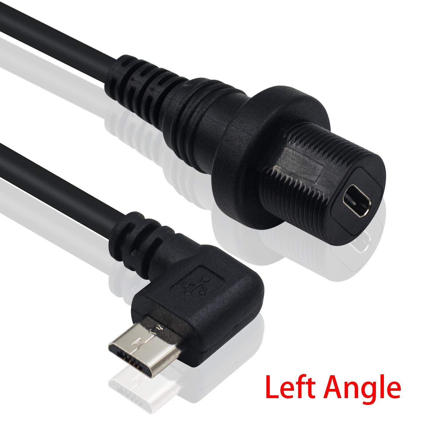 Duttek Micro USB Panel Mount Cable, Left Angled 90 Degree Micro USB Mount Extension Dash Flush Cable Male to Female for Car, Boat, Motorcycle, Truck Dashboard 30Cm/12 Inch image number 5