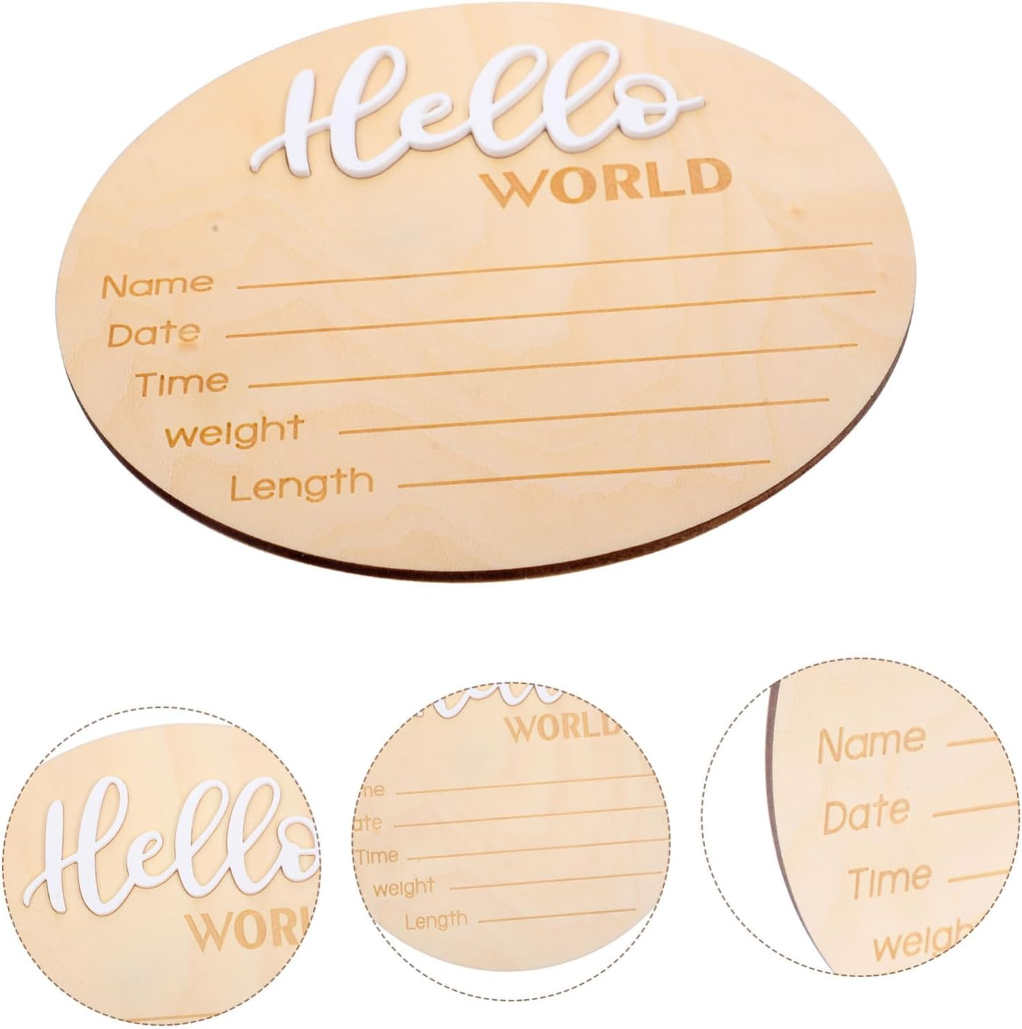SUPVOX Baby Announcement round Wooden Name Sign for Newborn Birth Announcement Photography Prop Suitable for Infant image number 4