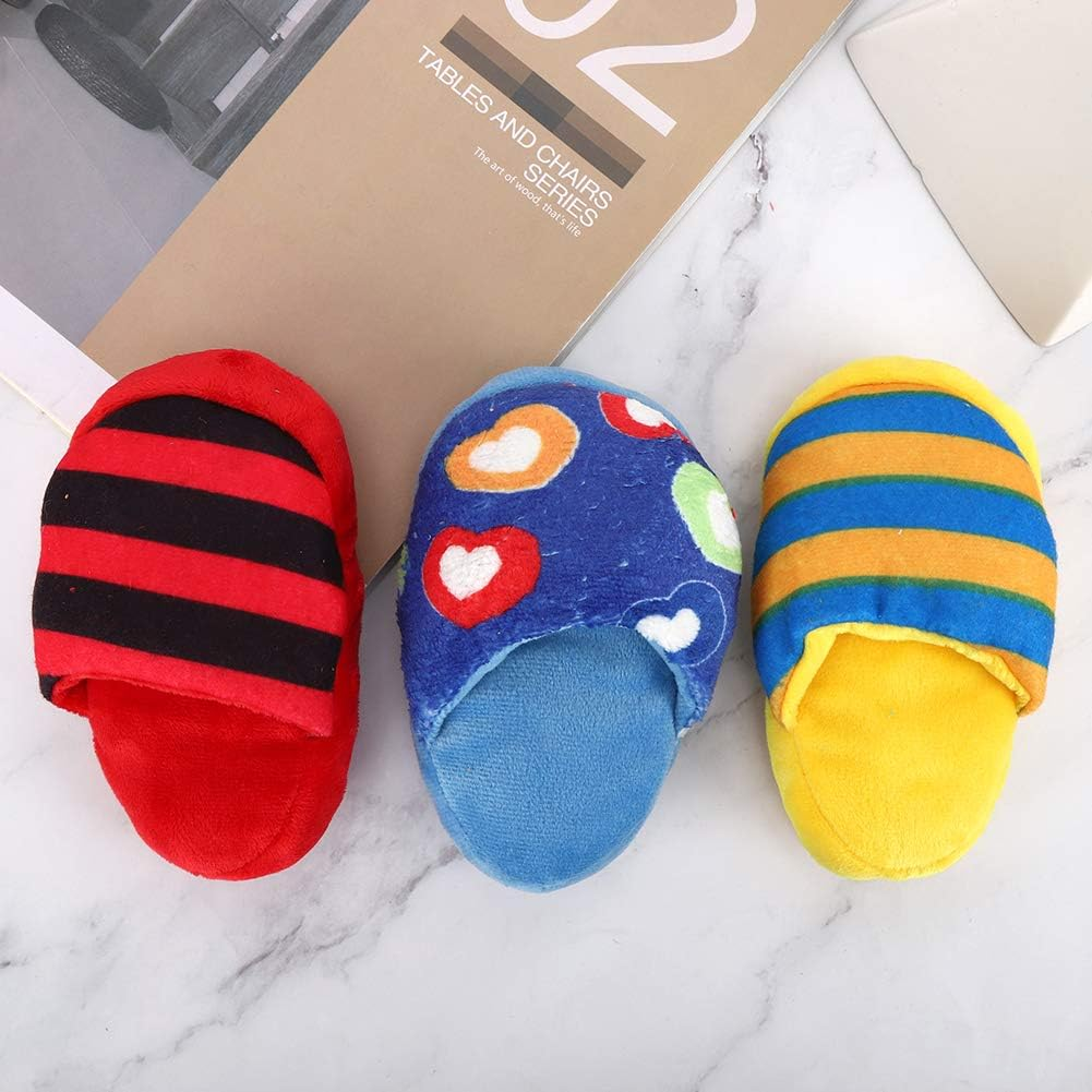 EVTSCAN 3Pcs Dogs Chew Toys, Slipper Shape Sounding Teeth Cleaning Protection Chewing Biting Interactive Training Toy, Pet Supplies image number 5
