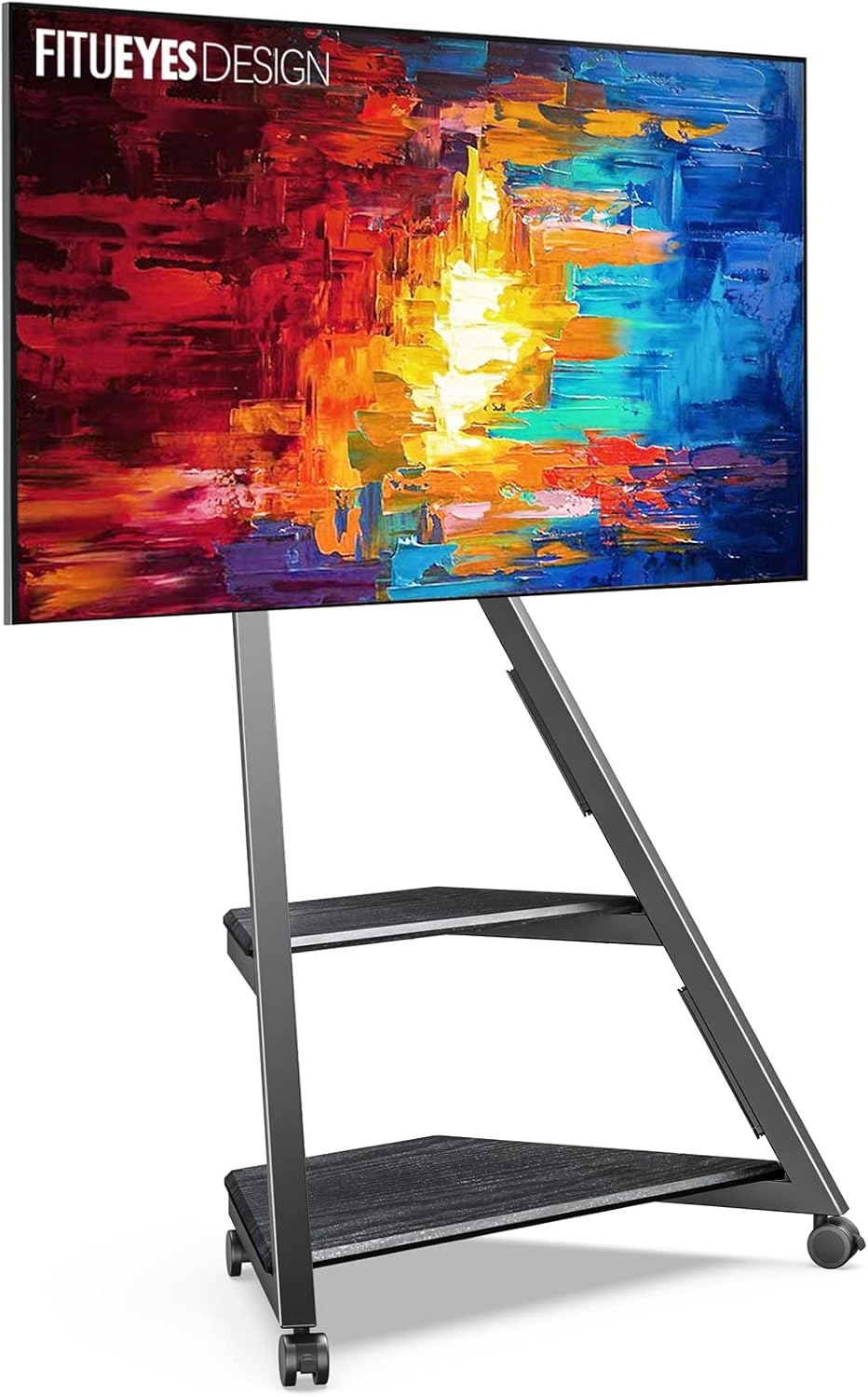 FITUEYES Design Floor TV Stand for 32 43 50 55 65 Inch Tvs, Corner Floor TV Stand Rolling TV Cart for LCD/LED Flat Curved Screens, Modern Living Room Television Stands, Eiffel Series image number 6