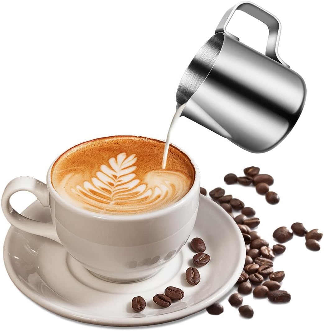 OSOLADY 100Ml Stainless Steel Latte Art Milk Frothing Pitcher Coffee Cup for Home Kitchen, Milk Jug for Cappuccino and Espresso, Sturdy Stainless Frother Container