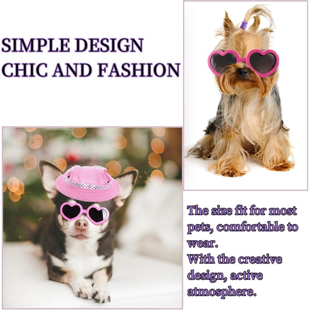 Dog UV Protection Set, Adjustable Baseball Cap with Ear Holes, Sunglasses, Visor Sunbonnet, for Small Dogs and Puppies (Medium) image number 1