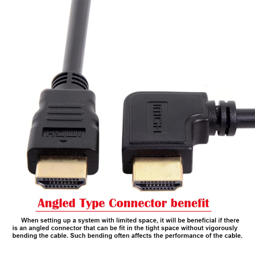 JSER 90 Degree Left Angled Type HDMI 1.4 Male to HDMI Male Cable Support 3D & Ethernet 50Cm (Left Angle) - Right Angled image number 2
