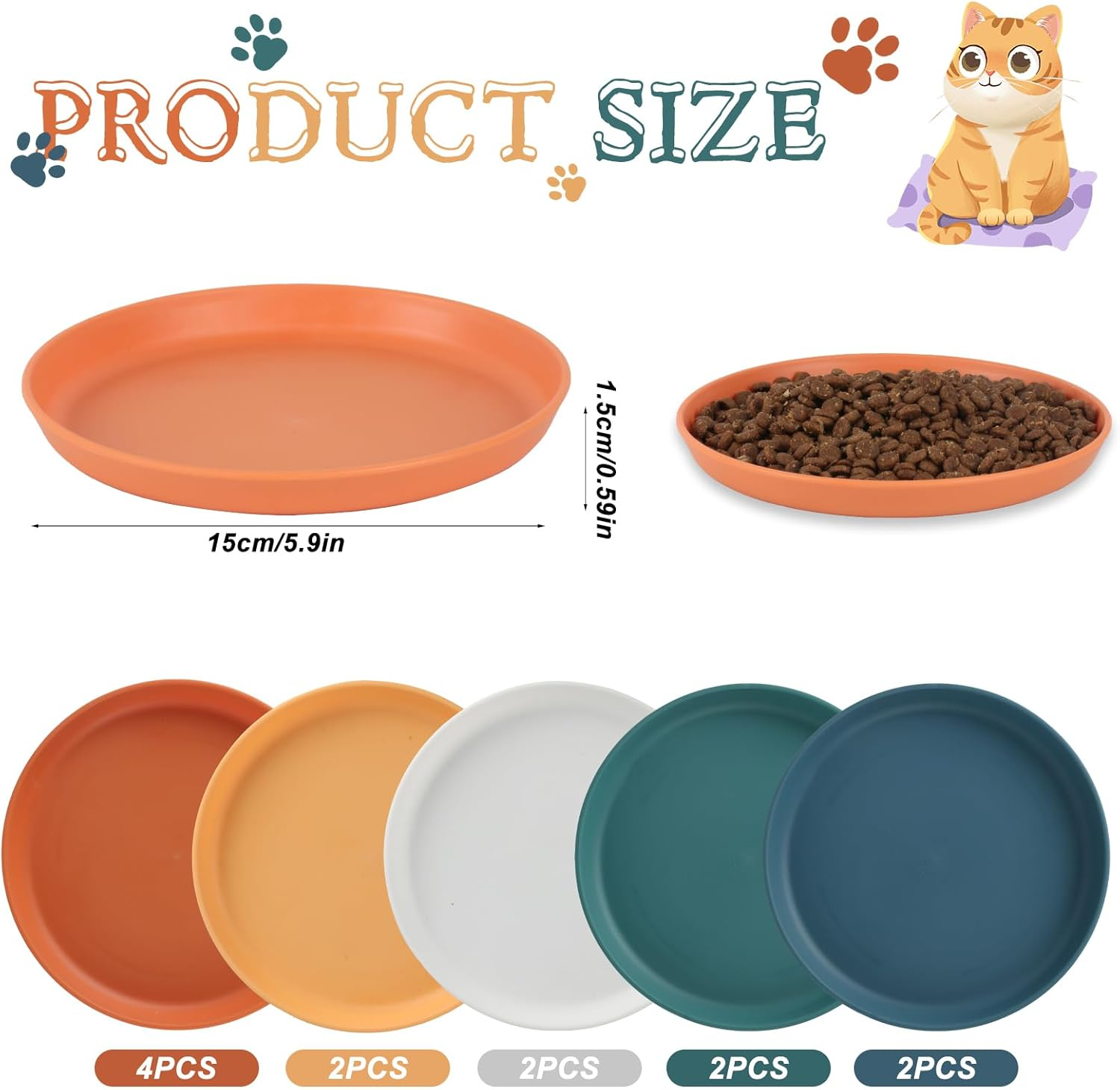 Pack of 12 Flat Feeding Bowls, Cat Food Bowls, Cat Feeding Bowls for Cat Food Bowl, Flat Cat Bowl, Cat Bowls, Cat Plates, Drinking Bowl, for Dry Wet Food image number 4