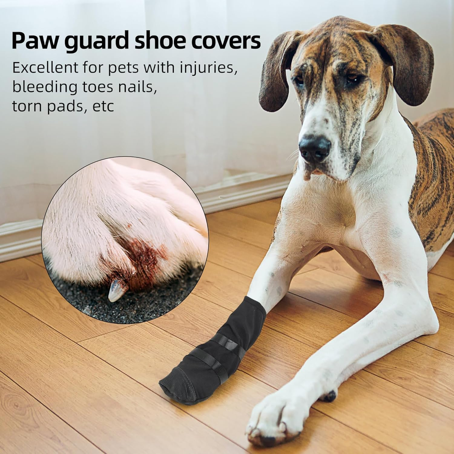 Dog Paw Wound Recovery Boot, Waterproof Bootie for Injured Paw, Anti-Slip Dog Shoe with Strap, Breathable Protector for Outdoor Walking & Keep Dogs from Licking Wounds (Black, S) image number 1