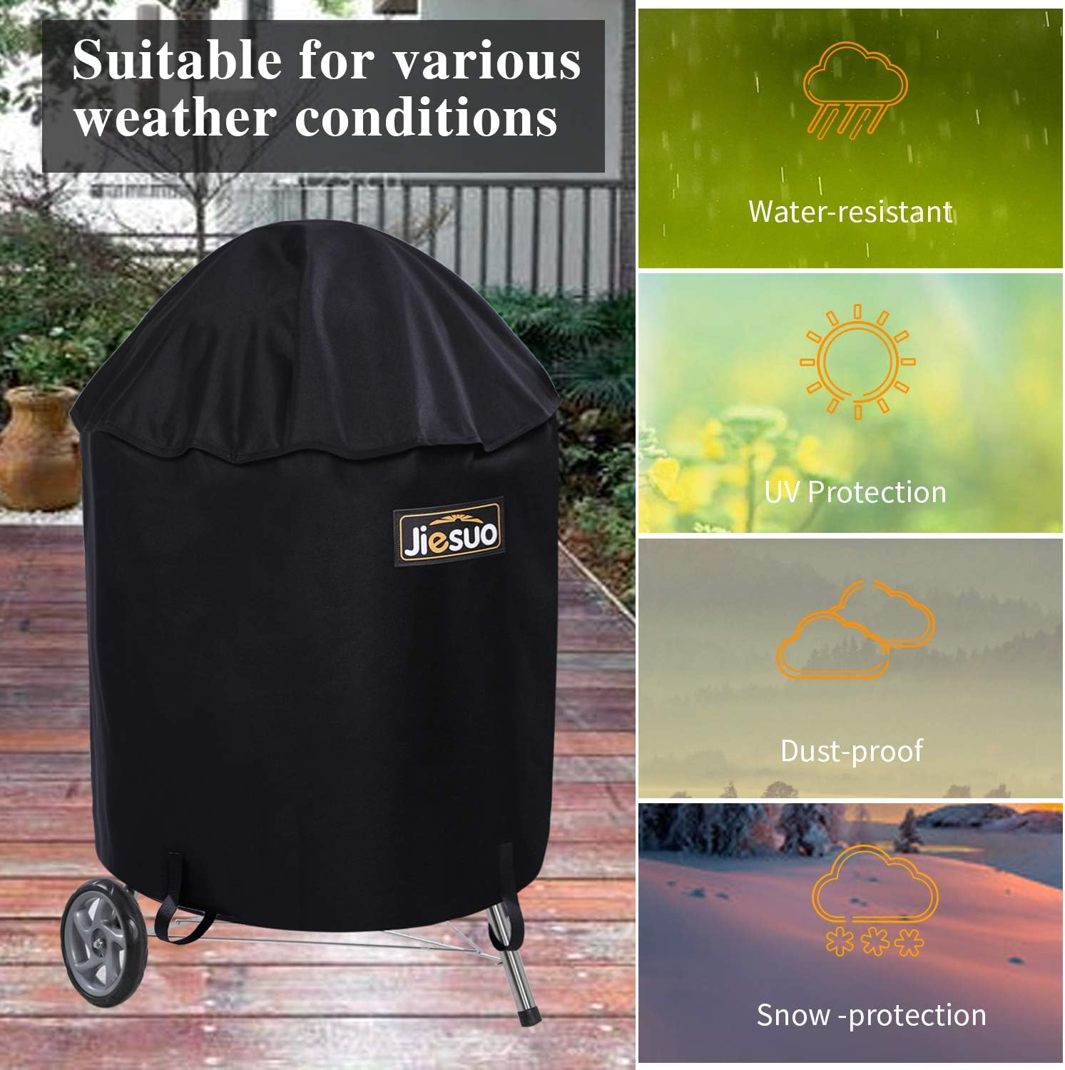 Grill Cover for Weber Charcoal Kettle, BBQ Cover for 26 Inch Grills, Heavy Duty Waterproof Grill Covers image number 5