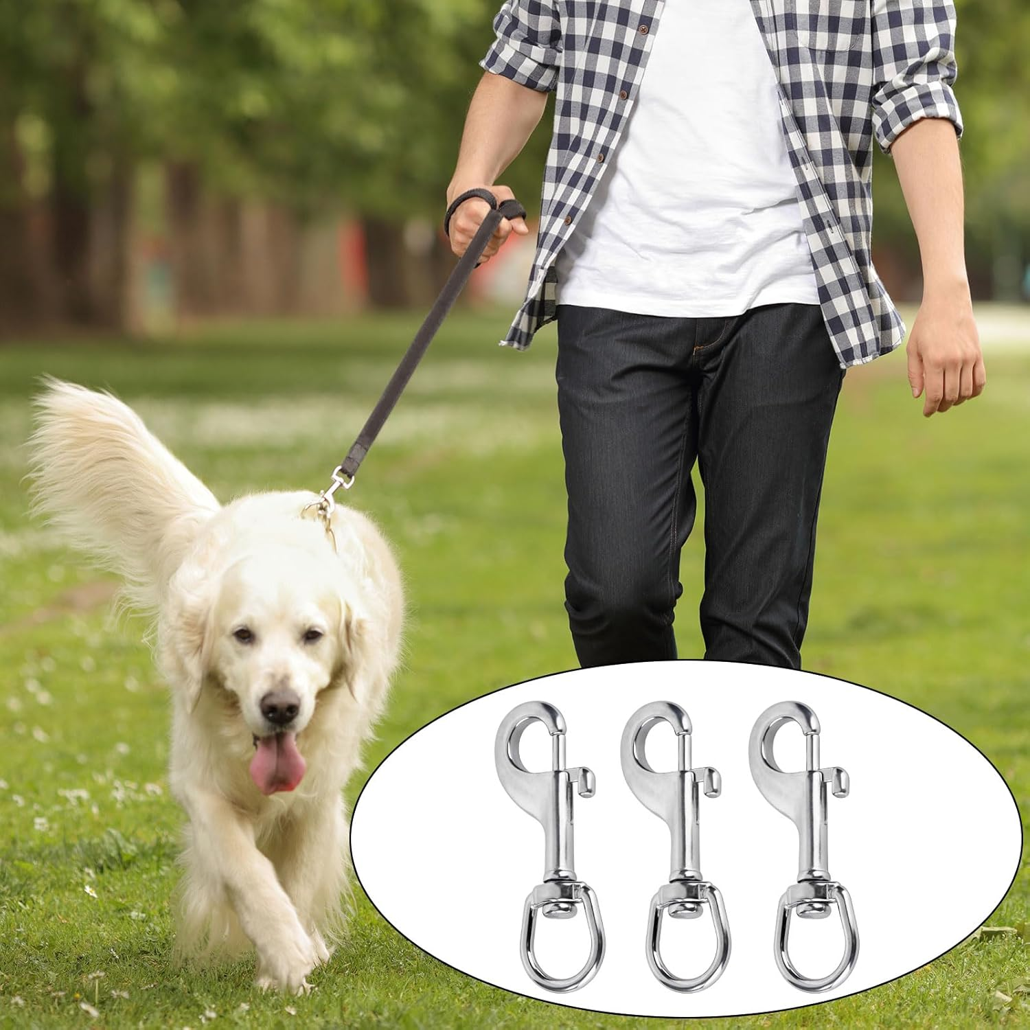 3Pcs Snap Hooks, Stainless Steel 316 Swivel Snap Hooks Heavy Duty, Single-Ended Marine-Grade Diving Bolt Spring Bolt Snap, for Diving, Flagpole Rope, Dog Leash, Camera Strap, Clothesline image number 6