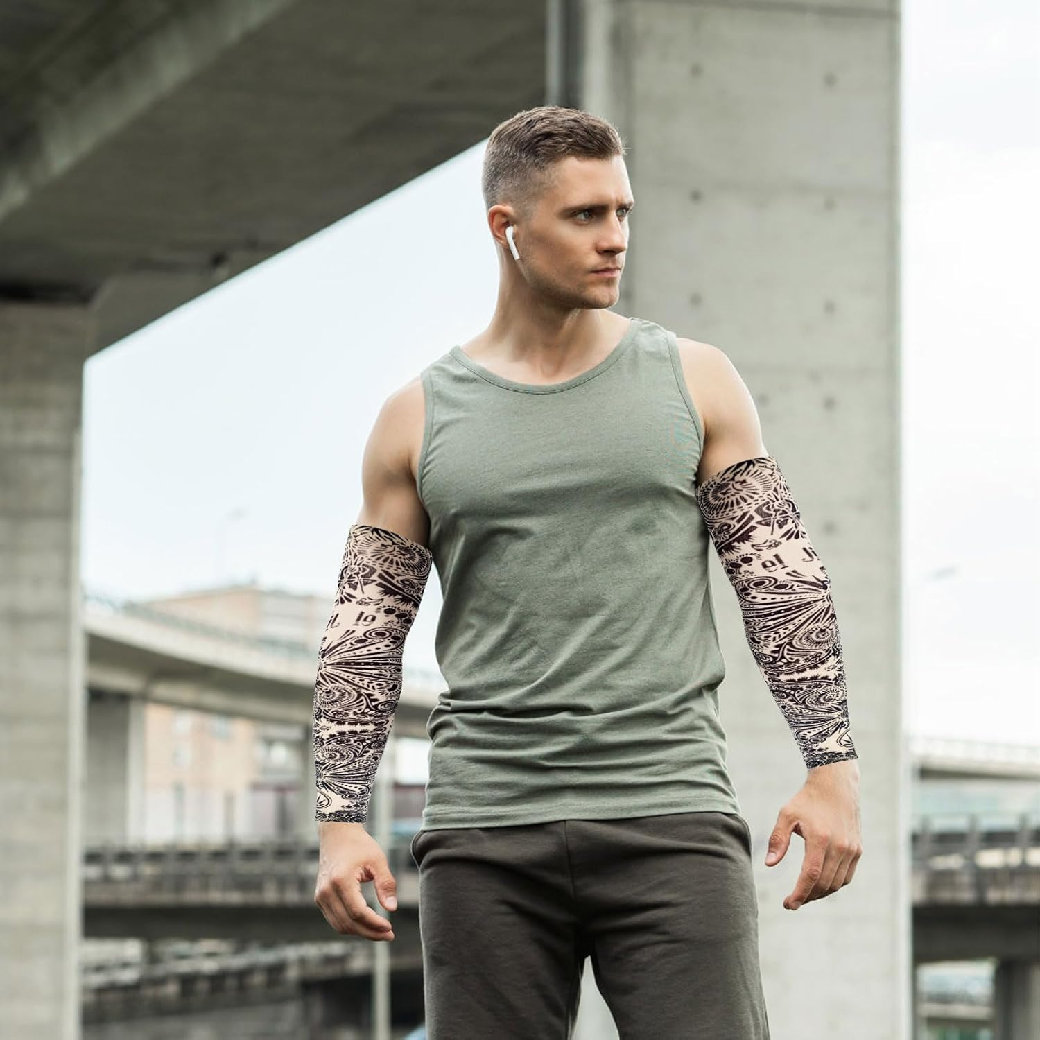 TNSLAND Pack of 16 Tattoo Sleeves, Tattoo Cover, Arm Sleeve Tattoo Arm for Men Women, Tattoo Arm Stockings, Tattoo Sleeve for Sun Protection, Carnival Parties, Warmth (40 X 8.5 Cm) image number 3