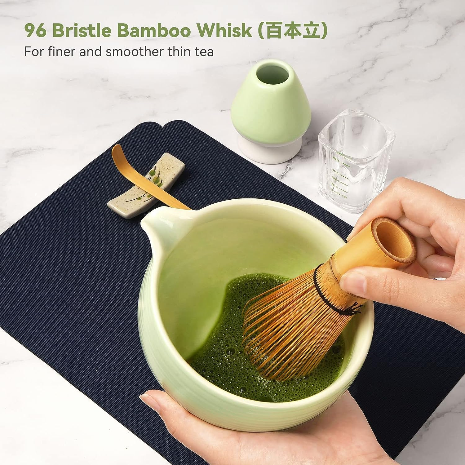 10-Pcs Matcha Kit Set, Whisk and Bowl with Spout & Measuring Spoon, Japanese Tea Making Tools image number 3