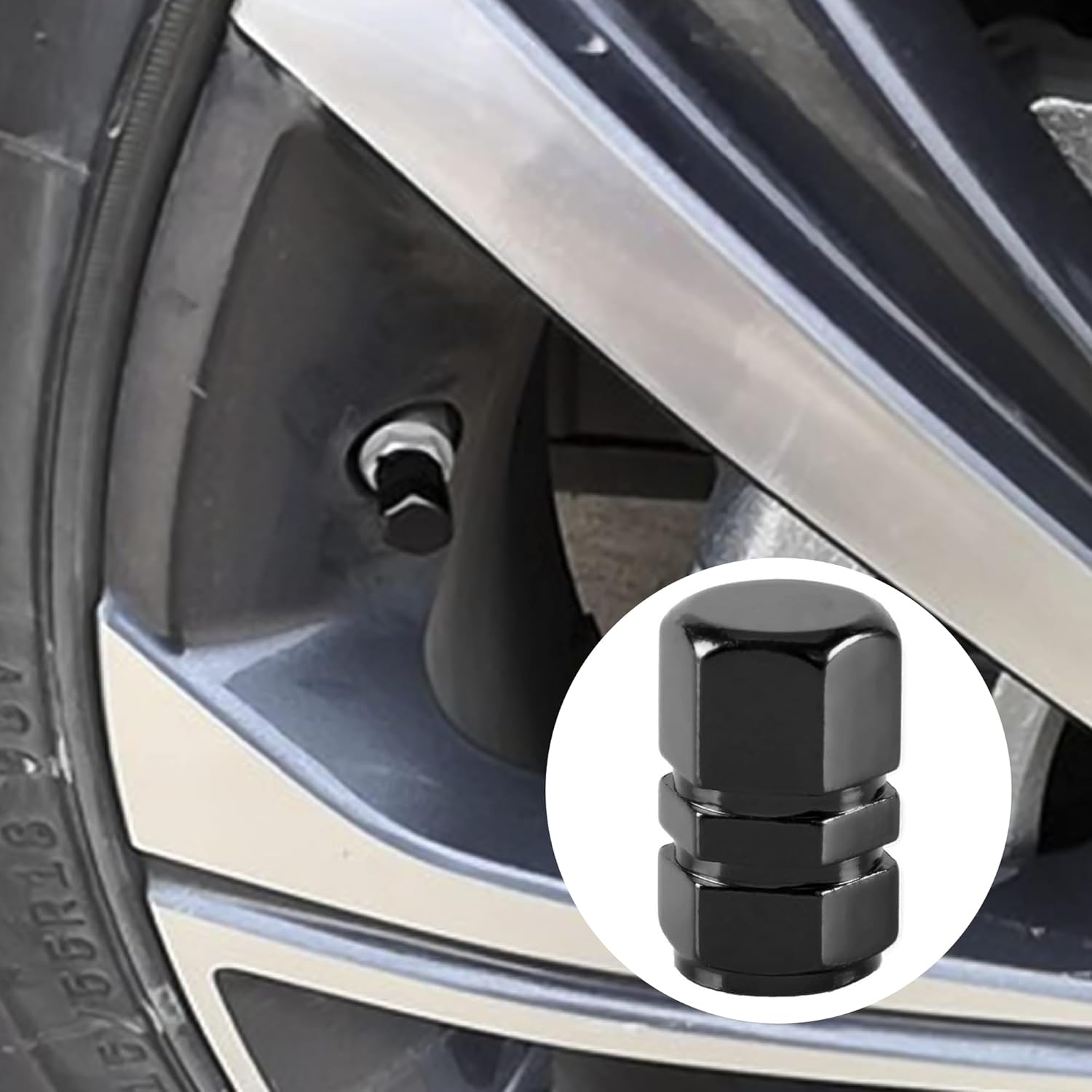 FUZVOL 8PCS Dust Caps Aluminium Alloy Tyre Valve Caps Leak-Proof Wheel Caps Universal Metal Tire Covers with Seal Ring for Car Truck Bike Motorcycle（Black） image number 5