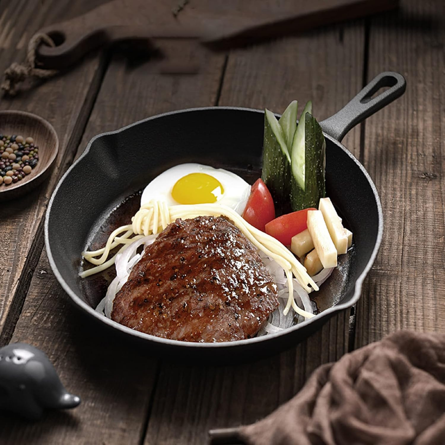 Cast Iron Skillet 3 Piece Set, Nonstick Frying Pan Set Nonstick Omelette Skillet with Handle Used on the Stovetop Campfire for Frying Stir Frying Cooking Grilling image number 6