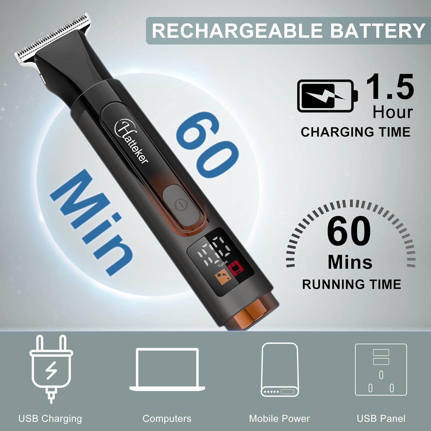 Hatteker Men'S Back Razor Body Trimmer Electric Body Groomer Face Arm Chin Beard Trimmer Cordless Hair Trimmer with Adjustable Extension Trade Waterproof