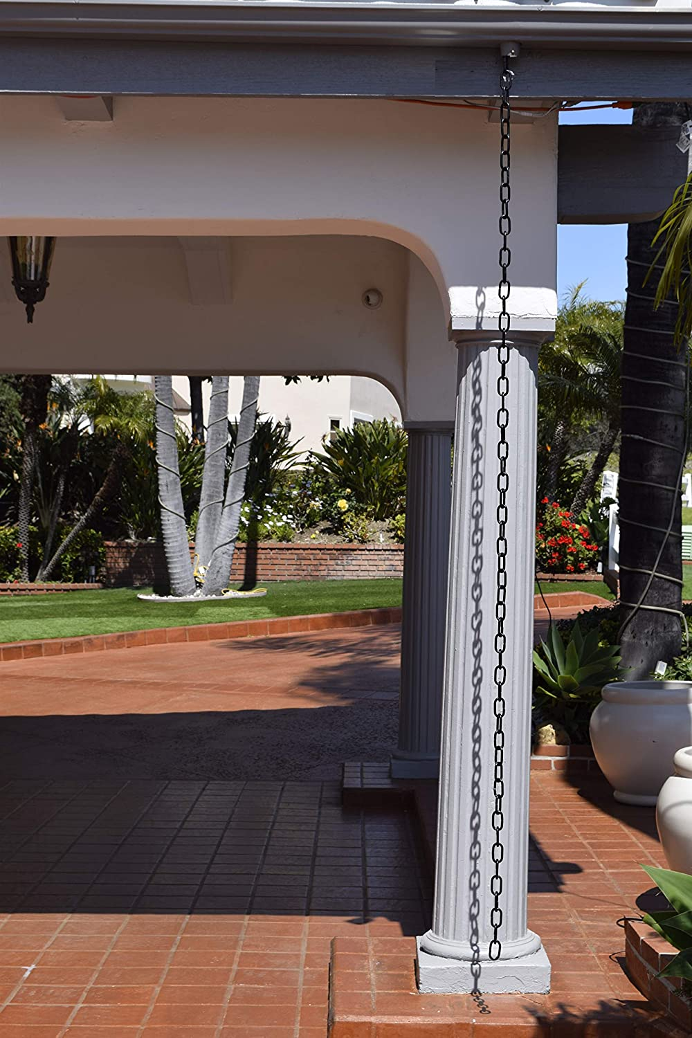 Monarch Rain Chains 18105 Aluminum Traditional Link Rain Chain, 8-1/2 Feet Length Replacement Downspout for Gutters, Black Powder Coated