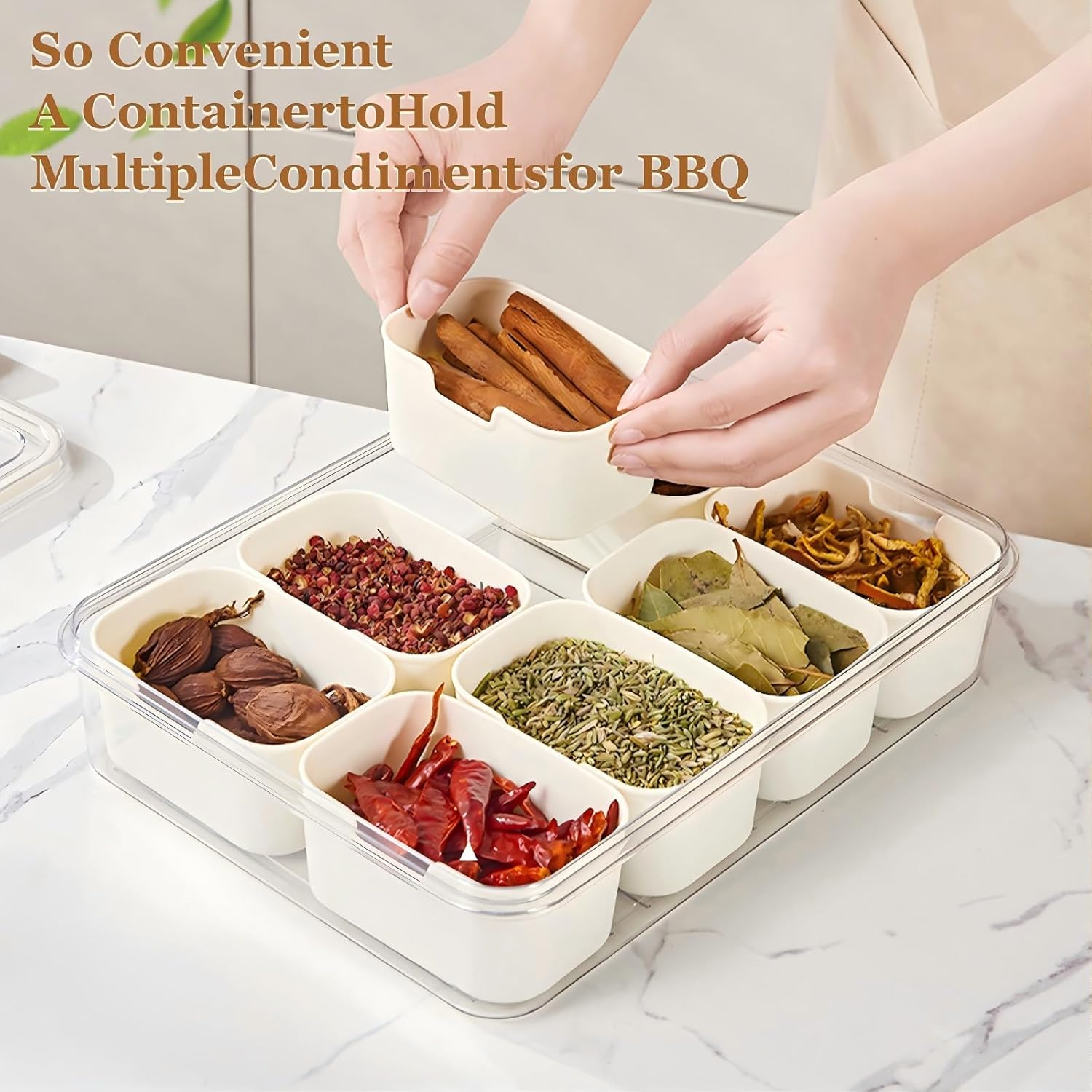 Snackle Box Container, Portable Snack Box 8 Compartment Divided Serving Tray with Lid and Handle, Clear Storage Organizer for Fruit Candy Nuts Veggie, Snacks, Beach Essentials, Road Travel Party image number 5