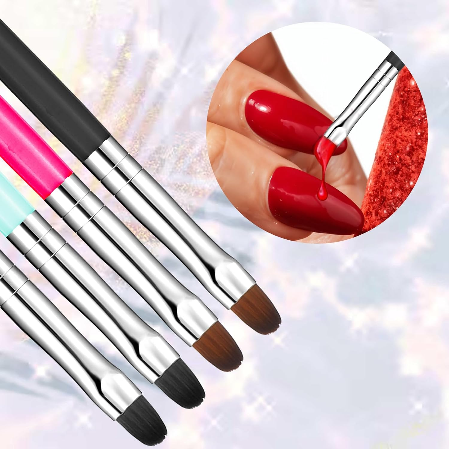 8 Pcs Nail Detail Art Brush Set Wooden for Gel Polish,Ymapinc Gel Nail Brush Tools,Liner Dotting Tools,Builder Dotting Tools Accessories image number 1