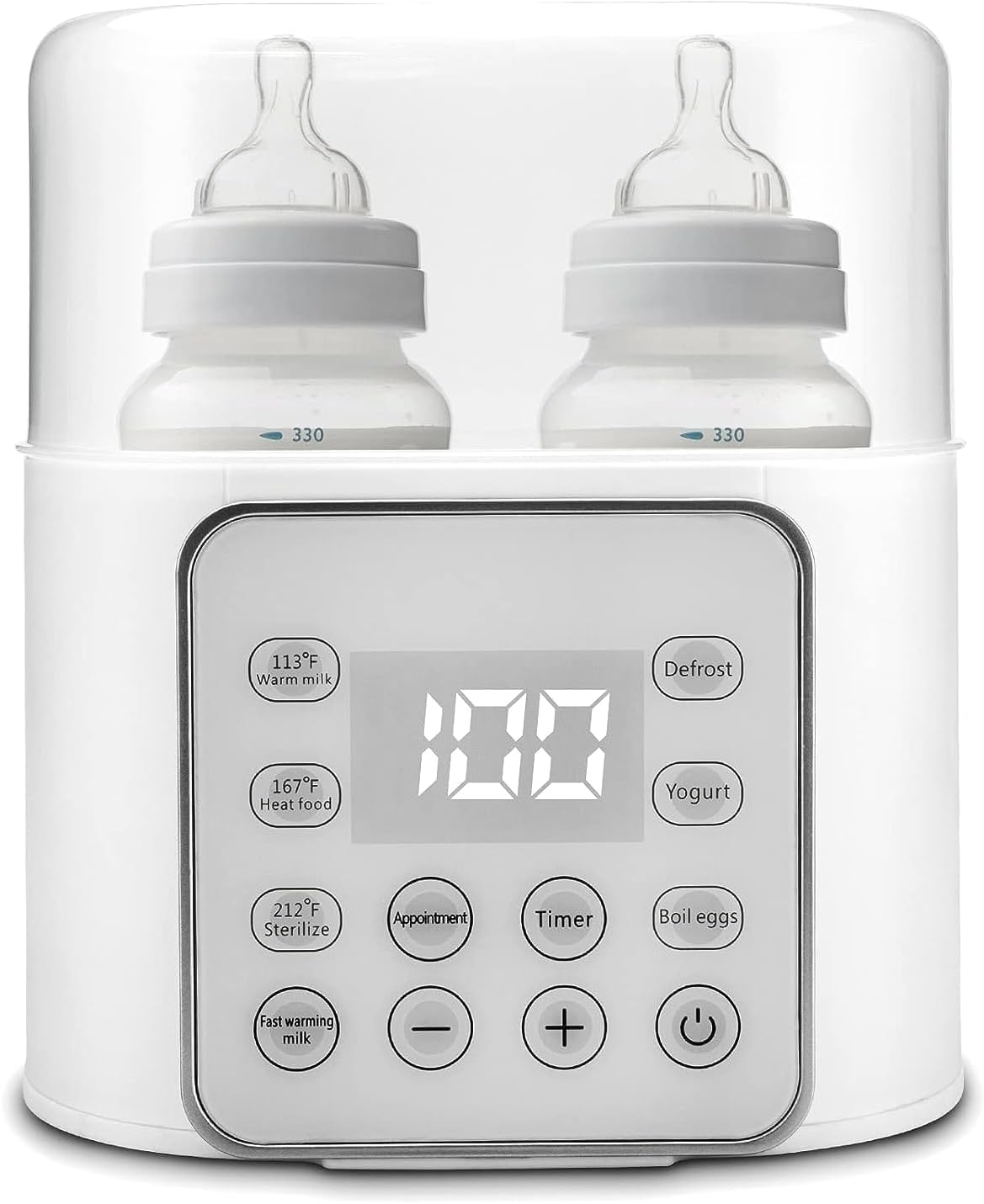 Baby Bottle Warmer, 9-In-1 Bottle Warmer for Breastmilk, Quick Baby Food Warmer and Defrost Warmer for Twins, LCD Display Precise Temperature Adjustment, 24 Hours Constant Mode (White) image number 3