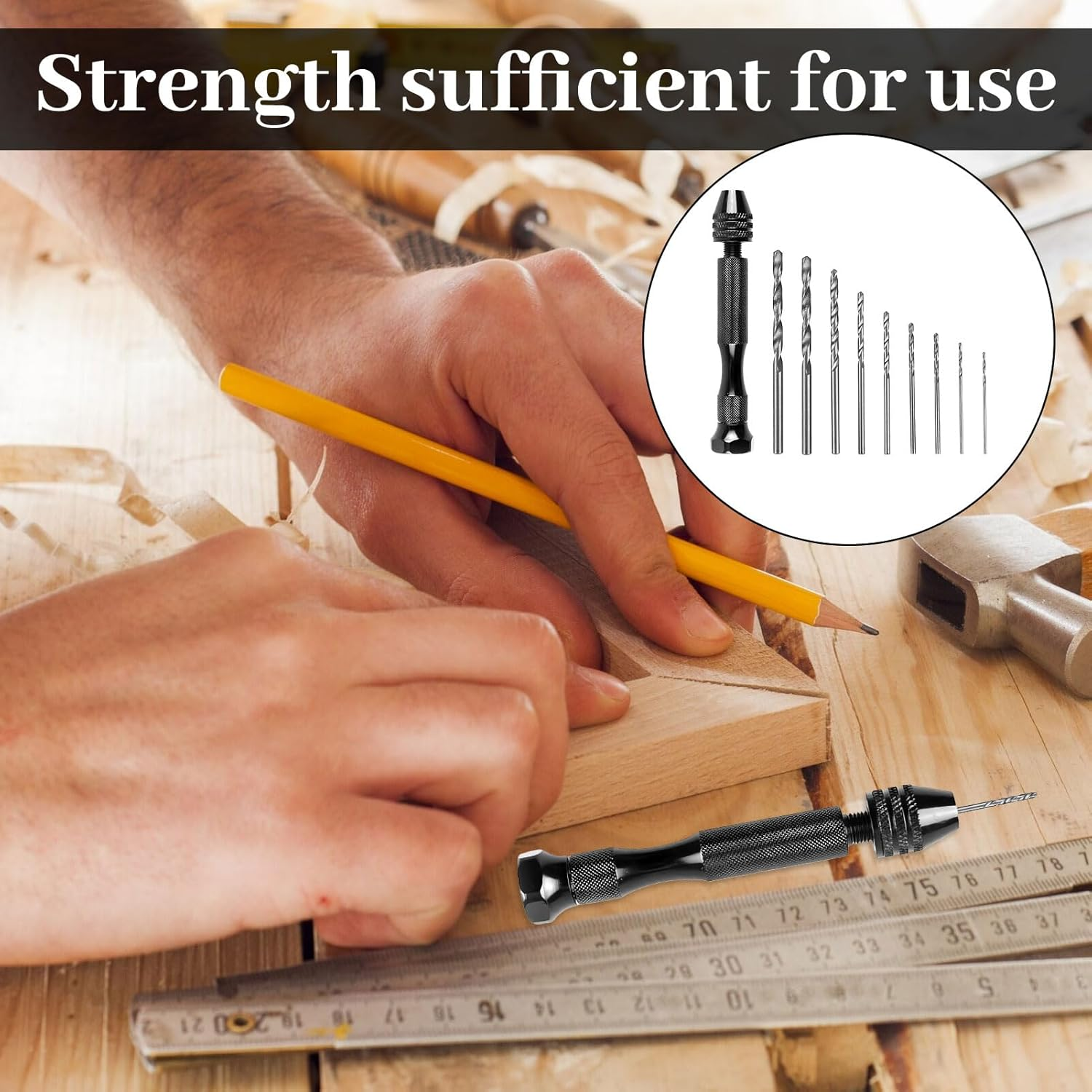 Hand Drill, Power Tools & Hand Tools, Pin Vise Ha Nd Drill Bits, 25Pcs Mini Twist Drill Bits Set, Pin Vise Rotary Tool for Wood Jewelry Plastic Power Tool. for Metal Wood, Model Making image number 4