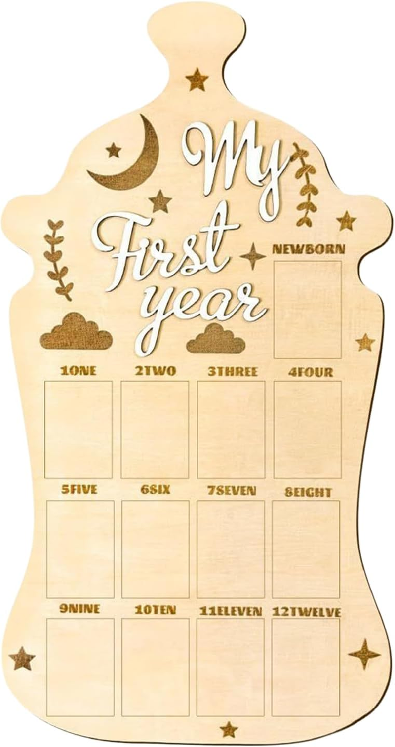 Baby Photo Board | Cute Baby Picture Frame | Wood Kids Growth Picture Display Board for New Parents Enthusiasts Photographers Family Reunion First Birthday Travel