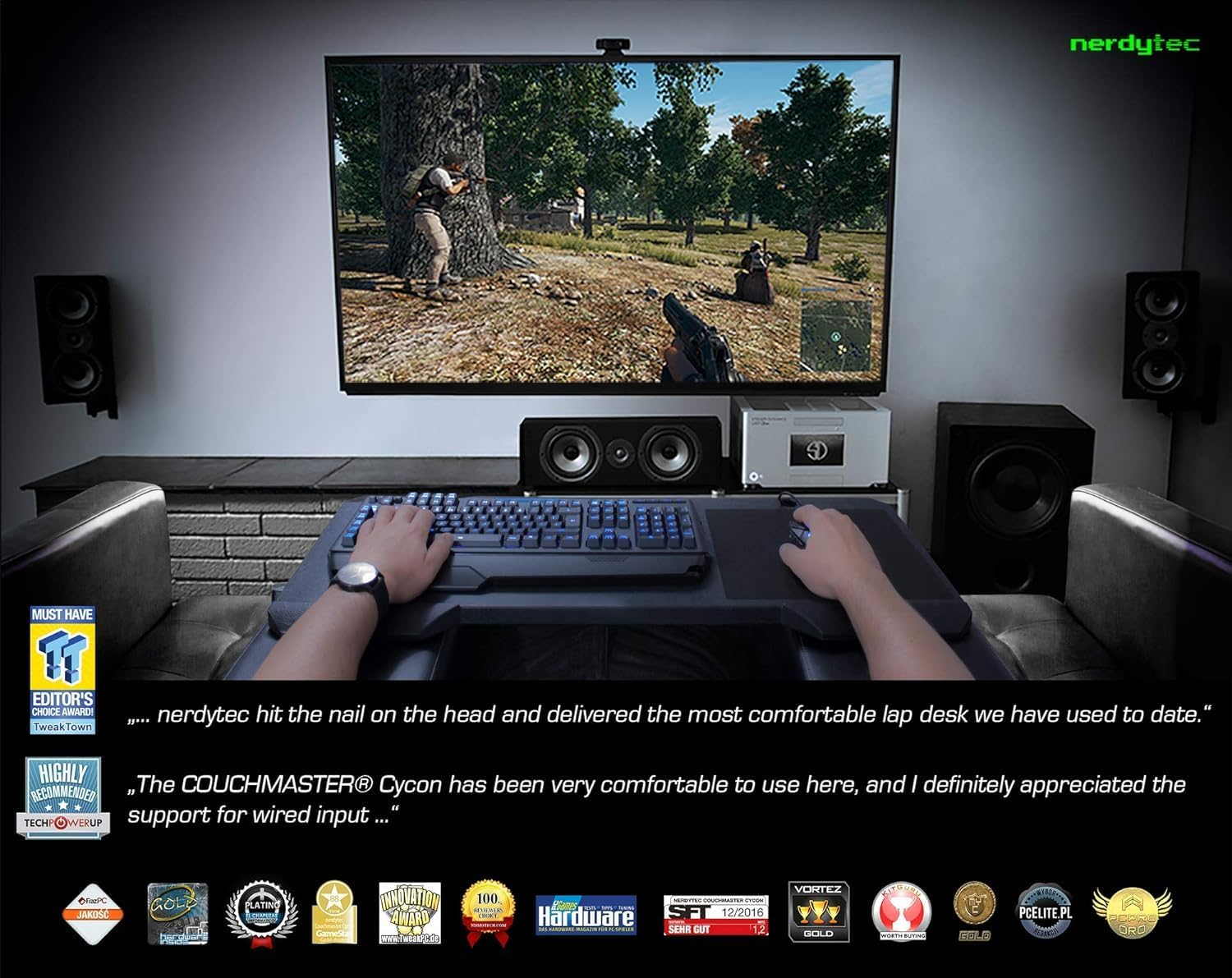 Couchmaster CYCON&sup2; Fusion Grey &ndash; Ergonomic Gaming Lapdesk for Couch and Bed &ndash; USB Hub Gaming Lapboard &ndash; Large & Stable (For PC, PS4/5, Xbox One/Series X, Laptops) image number 2