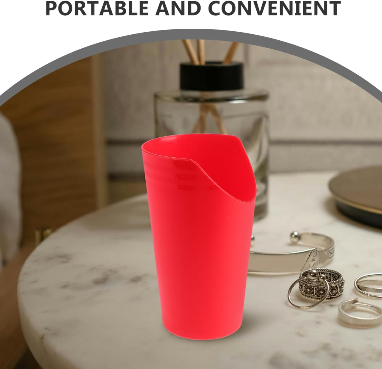 FRCOLOR Red Reusable Nosey Cup Adaptive Easier Drinking Cup for Seniors Elderly Adults
