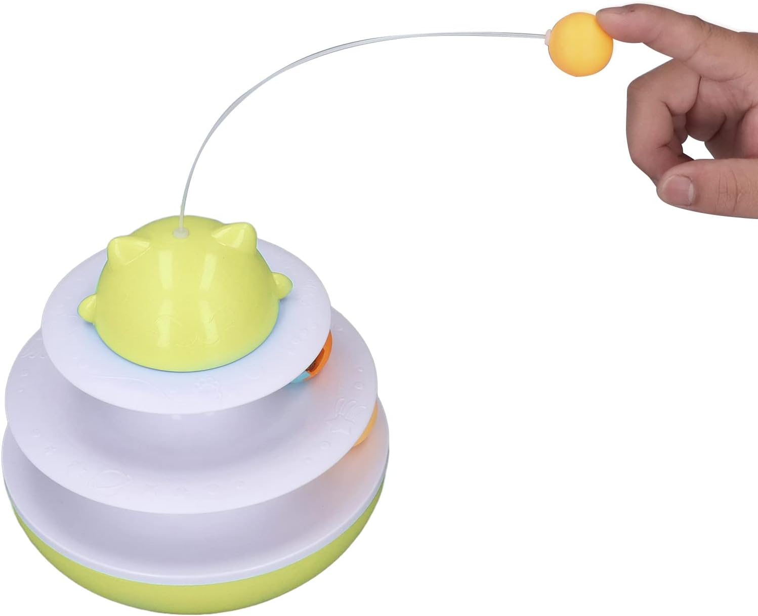 Cat Turntable Toy, 2 Level Interactive Exercise Kitten Track Tower Puzzle Toy with Colorful Rolling Ball, Fun Physical Exercise Kitten Toys Cat Interactive Toy for Cat Kitten - Lake Blue image number 4