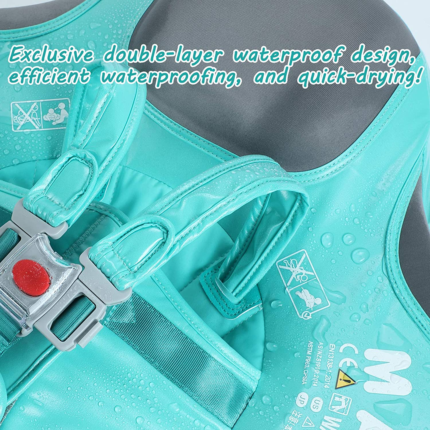 HECCEI Baby Swim Float with Canopy, Mambobaby Non-Inflatable Solid Baby Float, Upgrade Soft Skin-Friendly Leather, with Adjustable Safety Strap, Material Infant Swim Float for Boys and Girls image number 3