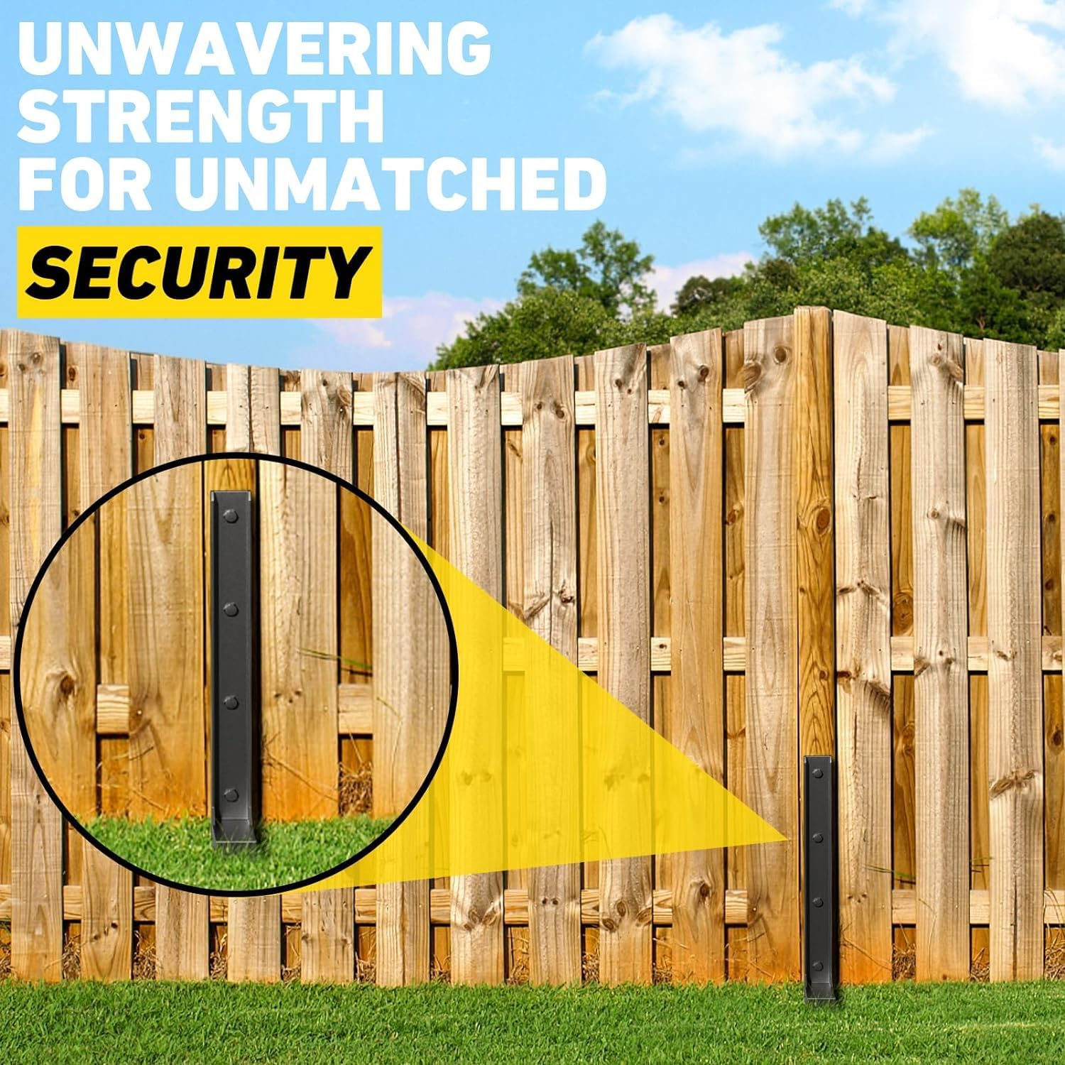 2 Pack Thicker Fence Post Repair Kit, Steel Fence Post Stakes, 34 Inches Anchor Ground Spike for Repairing Broken Wood Fence Post image number 2