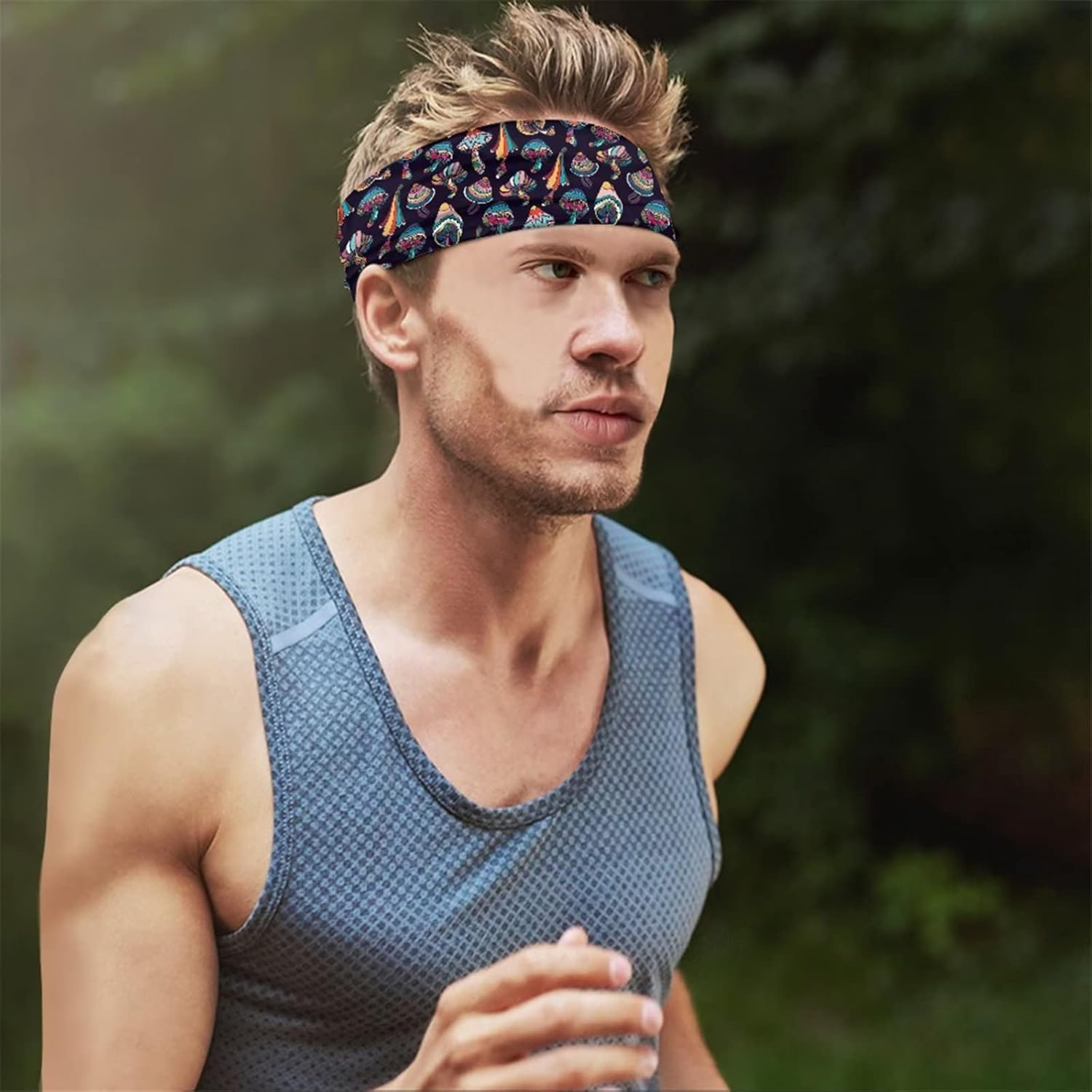 Biyejit Mens Women Headband Breathable Sweatband Sports Headband for Gym, Running, Cycling, Yoga, Basketball image number 5