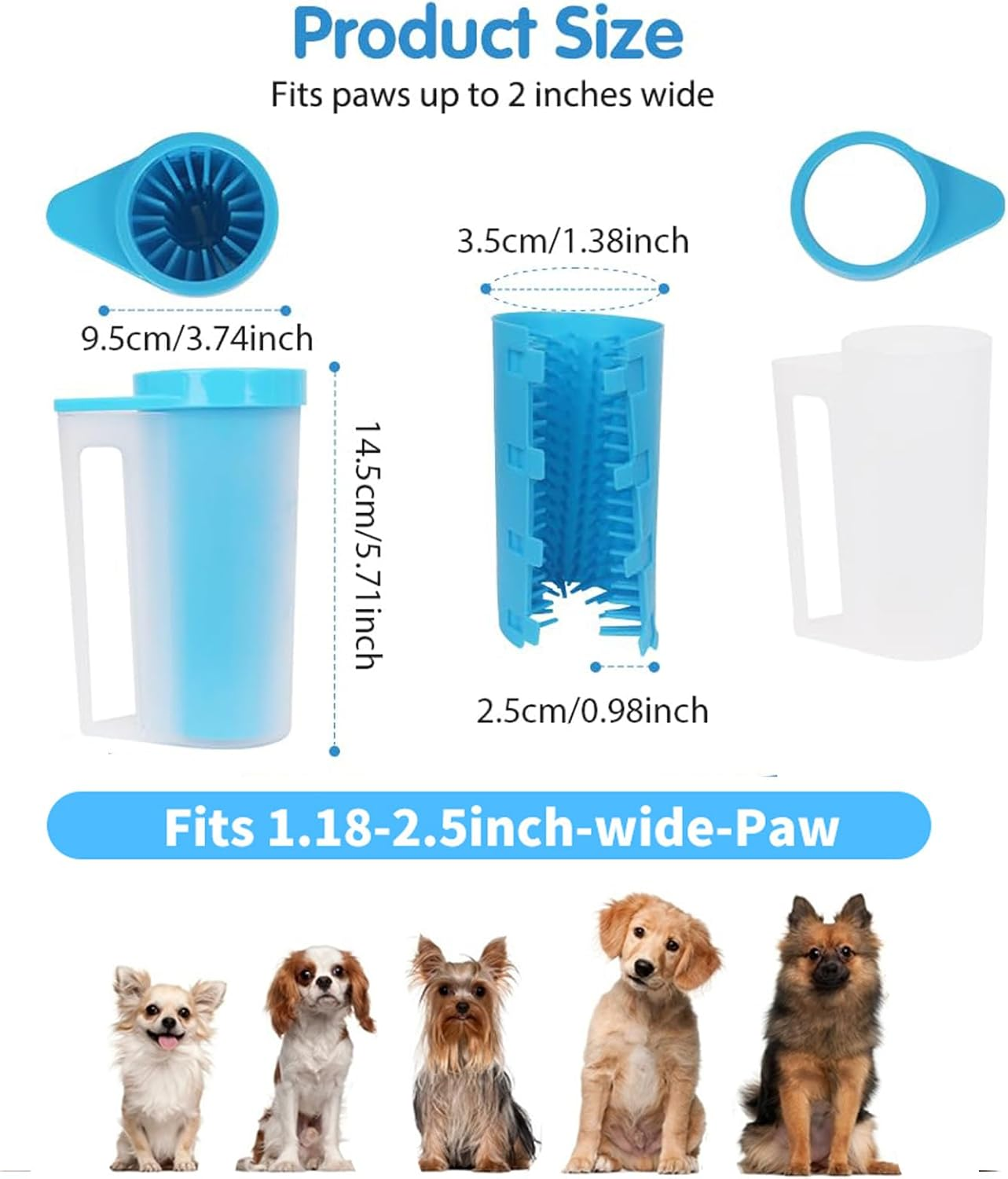 Dog Paw Cleaner for Dogs,Dog Paw Washer with Handle,Portable Pet Paw Cleaner, Pure Vie Dog Paw Cleaner，Medium Sized, Blue image number 4