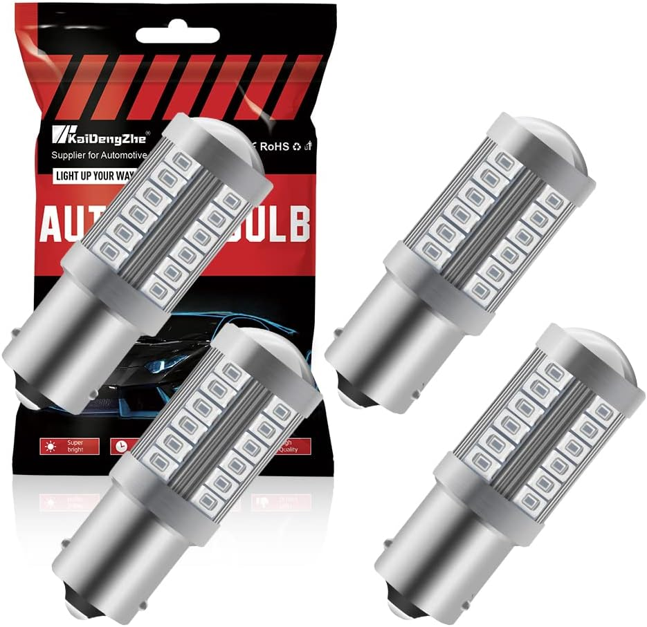4Pcs Amber 1156 BA15S P21W 5630 33SMD Car LED Bulbs 900LM Super Bright LED Front and Rear Turn Signal Light 12-30V 3.6W