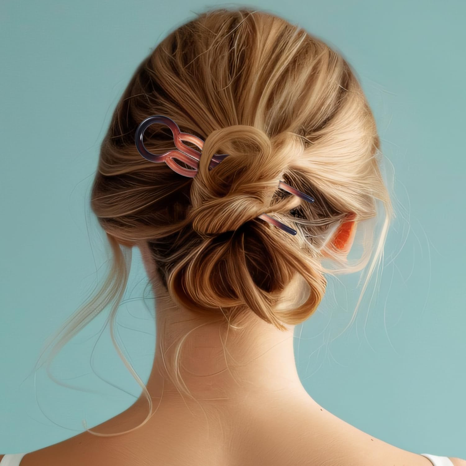 BOXOB Pack of 4 French Hair Pins, 2 Styles, Elegant U-Shaped Magic Grip Hairpin Clips, Accessories for Women, All Hair Types and Any Occasion image number 6