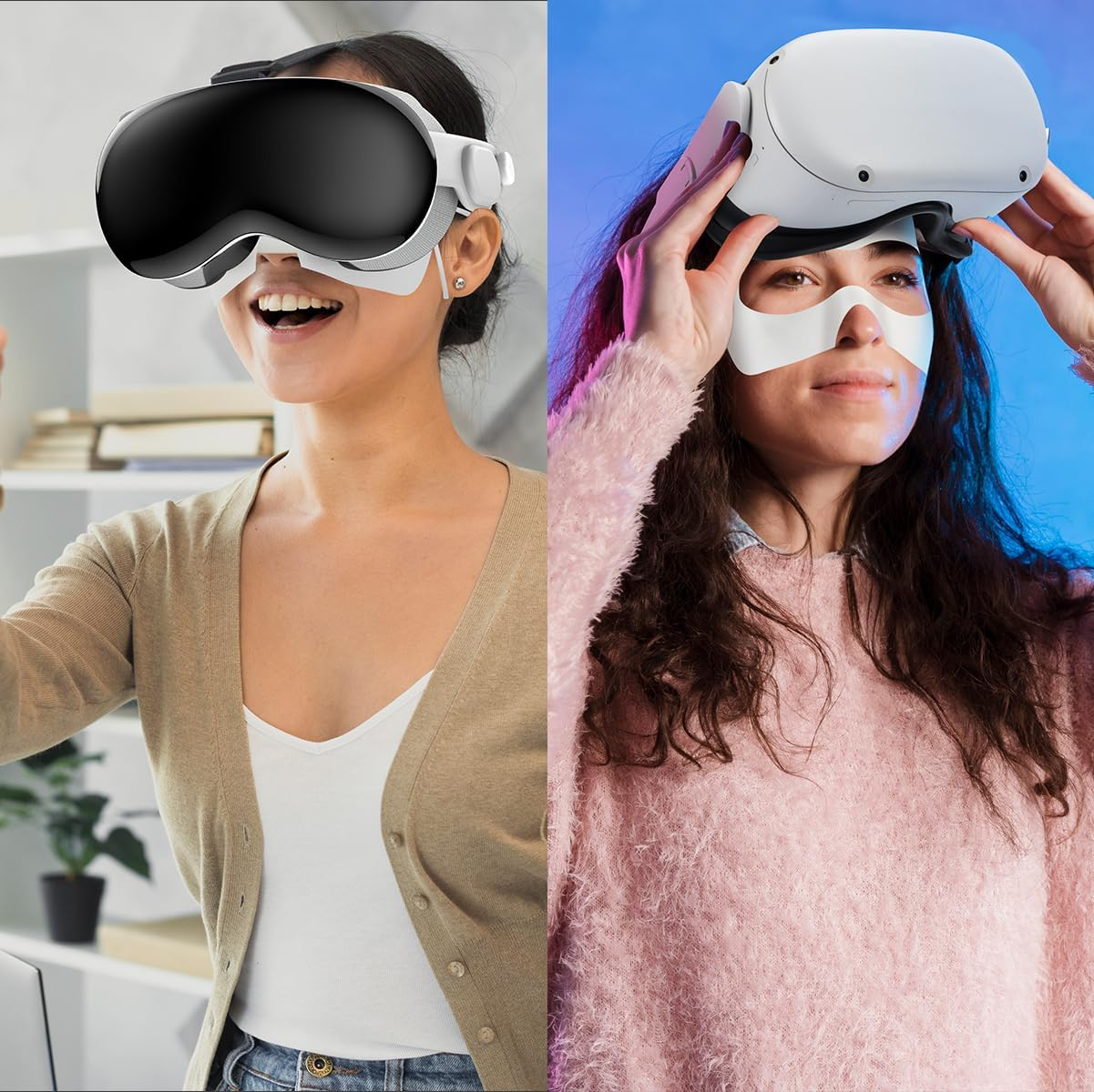 LMING White Disposable VR Face Cover, Compatible with Apple Vision Pro VR Face Cover, Disposable Hygiene VR Face Eyes Mask, VR Mask Pads Covers Compatible with Quest 3, Quest 2 (50Pcs)