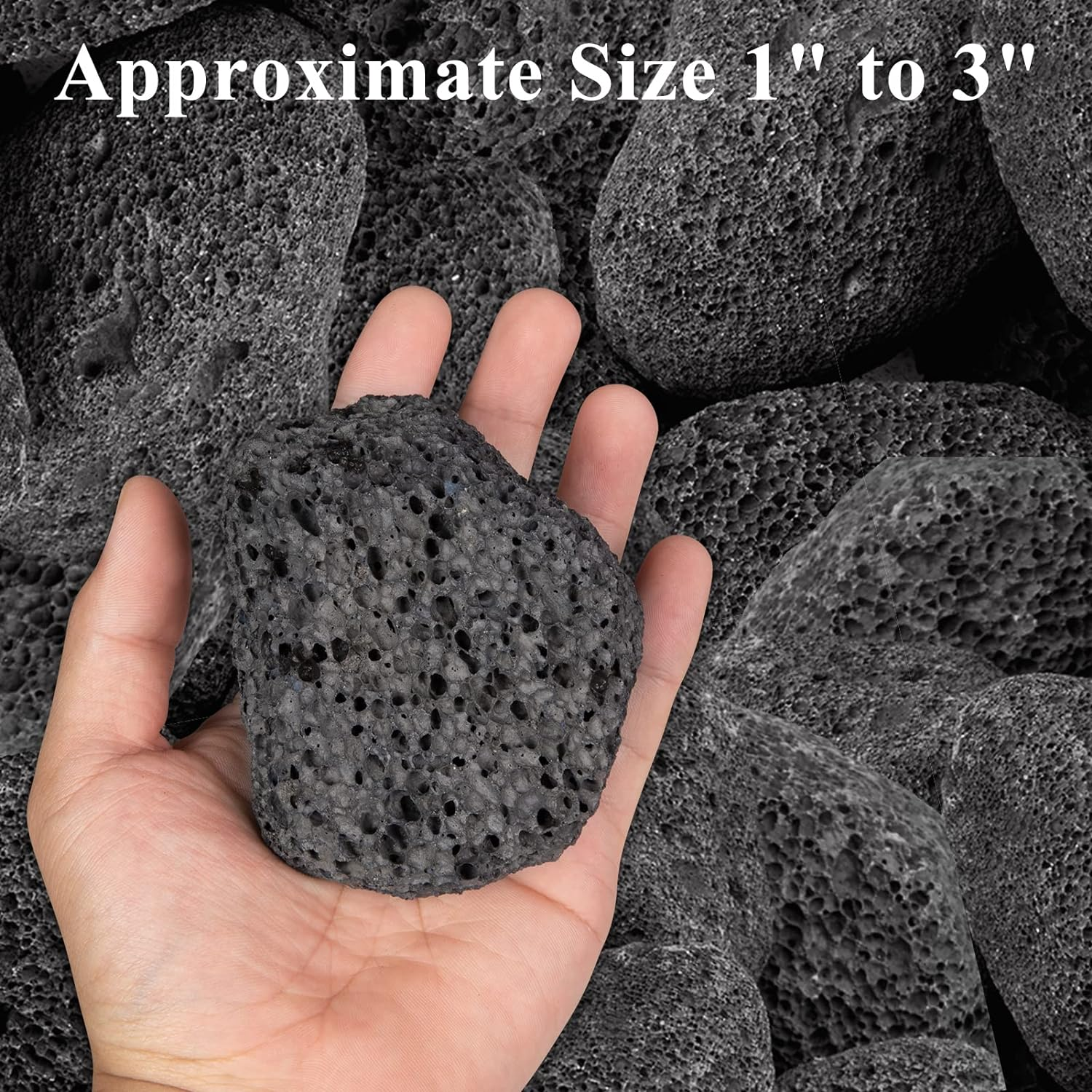 GASPRO 10 Lb Large Black Lava Rocks, 1-3 Inch, Ideal for Outdoor Fire Pits, Indoor Fireplaces with Propane and Natural Gas - Black image number 4