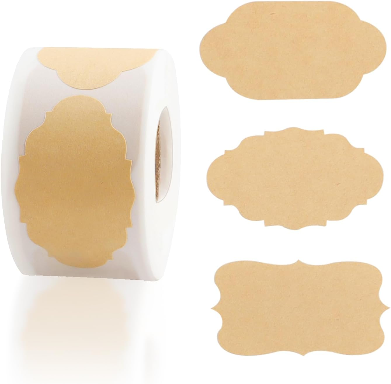 500Pcs Sticky Labels,Self Adhesive Labels,Natural Kraft round Labels,Food Labels,Self-Adhesive Blank Labels for Jam Tubes,Bottles,Baked Goods,Gifts,Envelopes（Brown-1