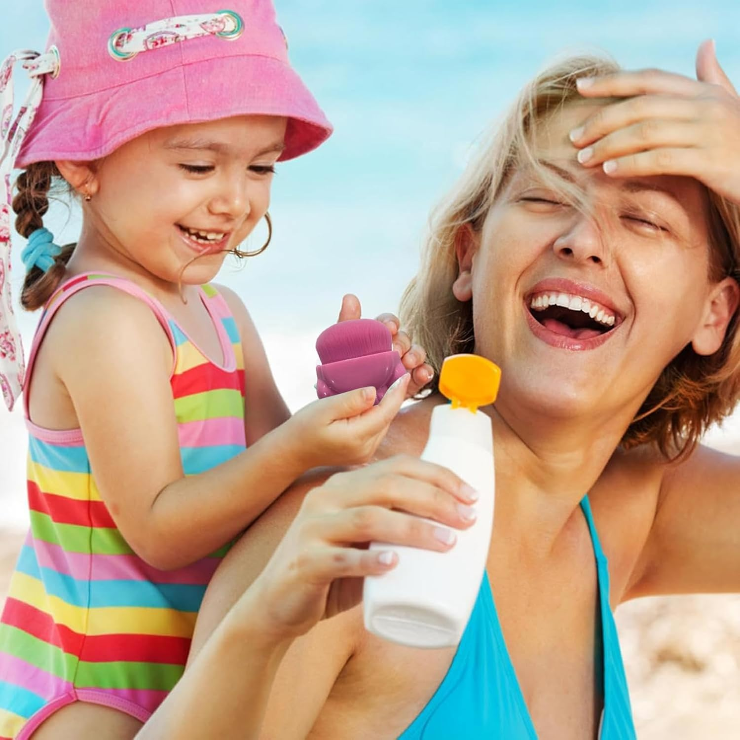Sunscreen Applicator for Kids | Portable Sun Lotion Applicator,Ergonomic Sunblock Brush for Summer,Sunblock Buddy Brush Set,Cute Sun Cream Brush for Boys Girls