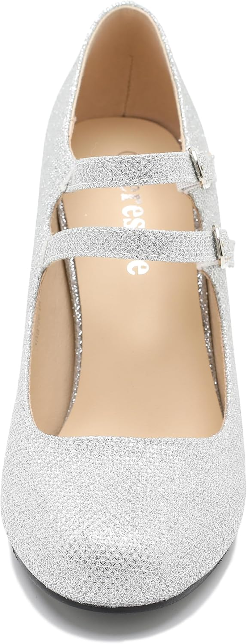 Women'S Mary Jane Dress Shoes Double Strap Closed round Toe Block High Heel Pumps image number 2