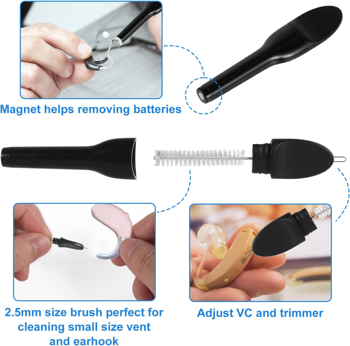 12Pcs Hearing Aid Cleaning Kits, Hearing Aid Cleaning Tools Opticon Hearing Aid Cleaning Tools with Storage Case for Hearing Aid Headphones Earbuds image number 3