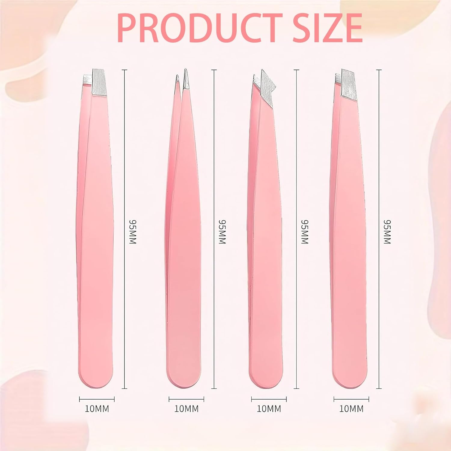 Fokmuaex 6Pcs Eyebrow Tweezers Set - Stainless Steel Slant & Pointed Tips with Small Scissors & Brush, Precision Hair Removal Tools image number 3