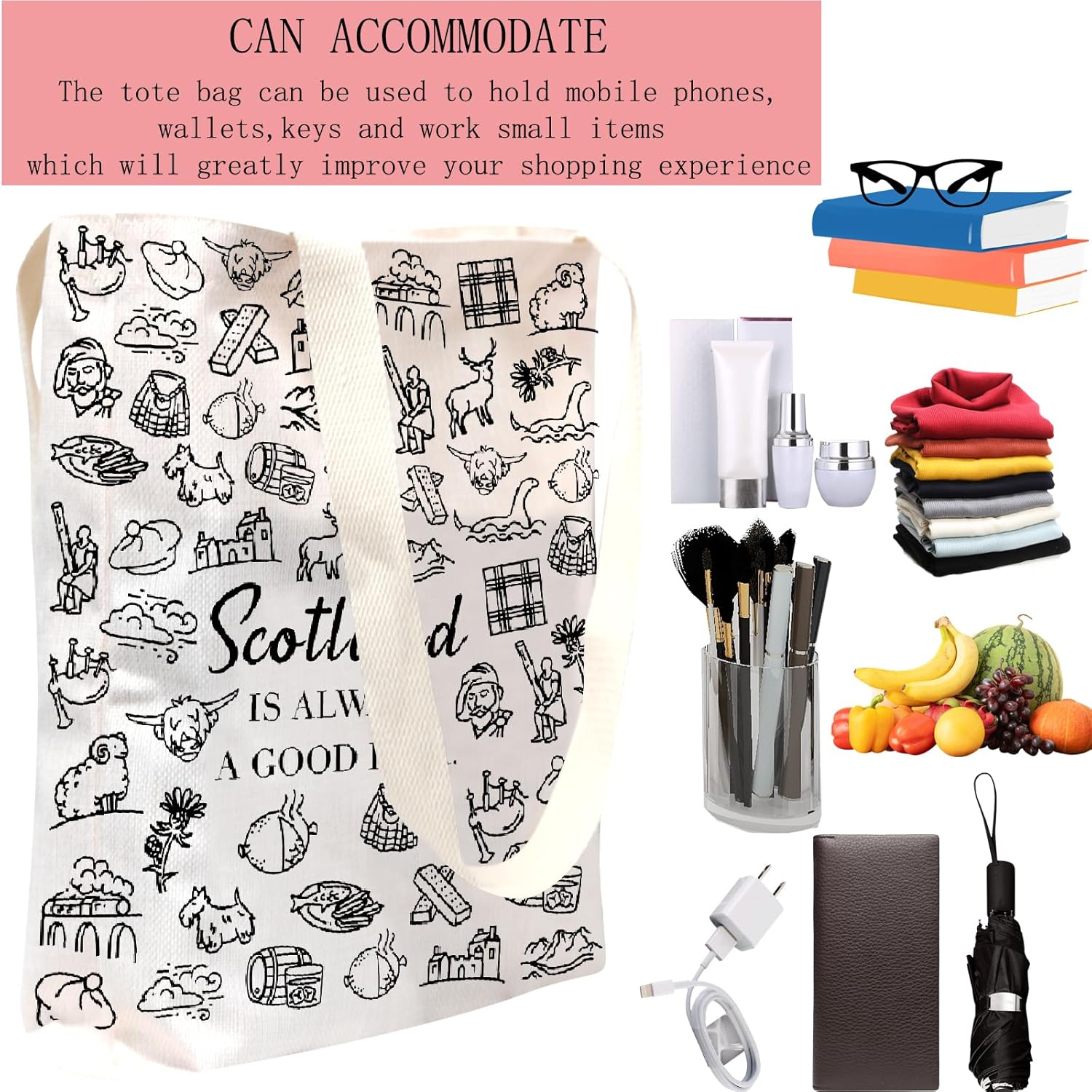 POFULL Scotland Trip Gift Scotland Is Always a Good Idea Cosmetic Bag Edinburgh Gift, Scotland Tote Bag - Scotland Is Always Cosmetic Bag image number 2
