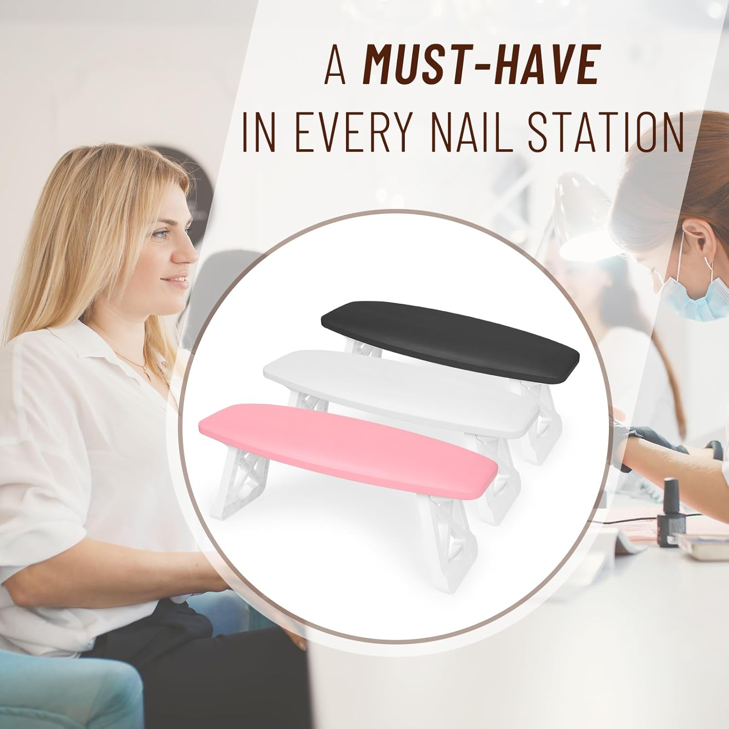 AMAZDIP Nail Arm Rest Hand Rest Stand, Nails Tech Must Have Supplies, Large Foldable Soft Microfiber Leather Foot Hand Stand Cushion Pillow for Manicure Salon Station image number 1