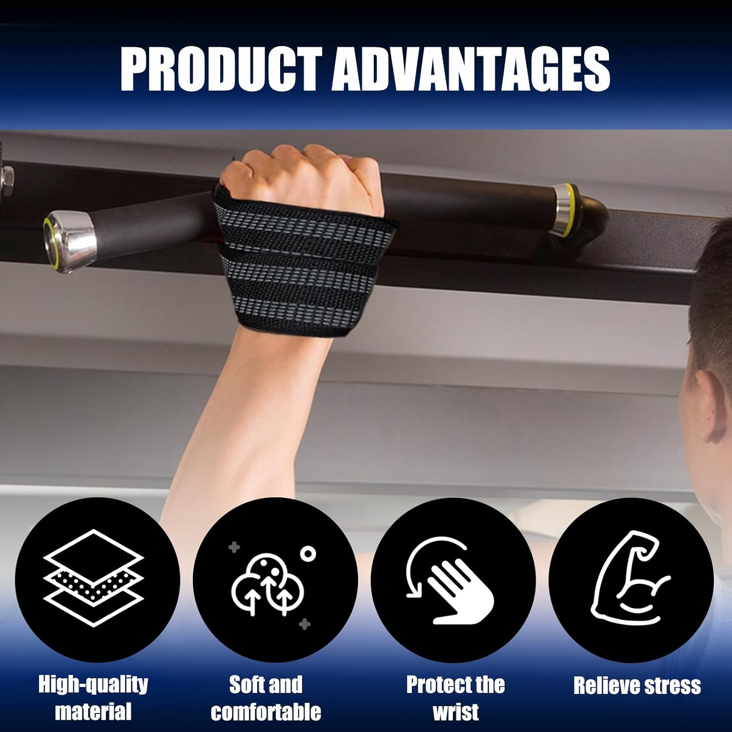 Figure 8 Lifting Straps for Deadlift & Weightlifting, Prevent Grip Slip Gym Wrist Belt with Cotton Ribbon Sponge Pad for Men and Women, Extra Grip Fits Shrugs Weight Lifting Cross Training image number 5