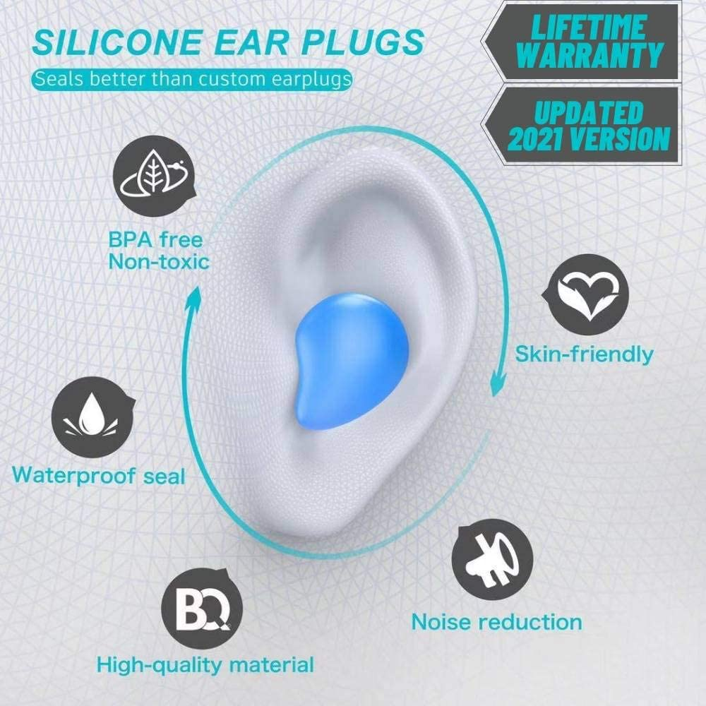 Ear Plugs for Sleeping Swimming, 8 Pair Reusable Silicone Moldable Noise Cancelling Earplugs for Shooting Range, Swimmers, Snoring, Concerts, Airplanes, Travel, Work, Studying