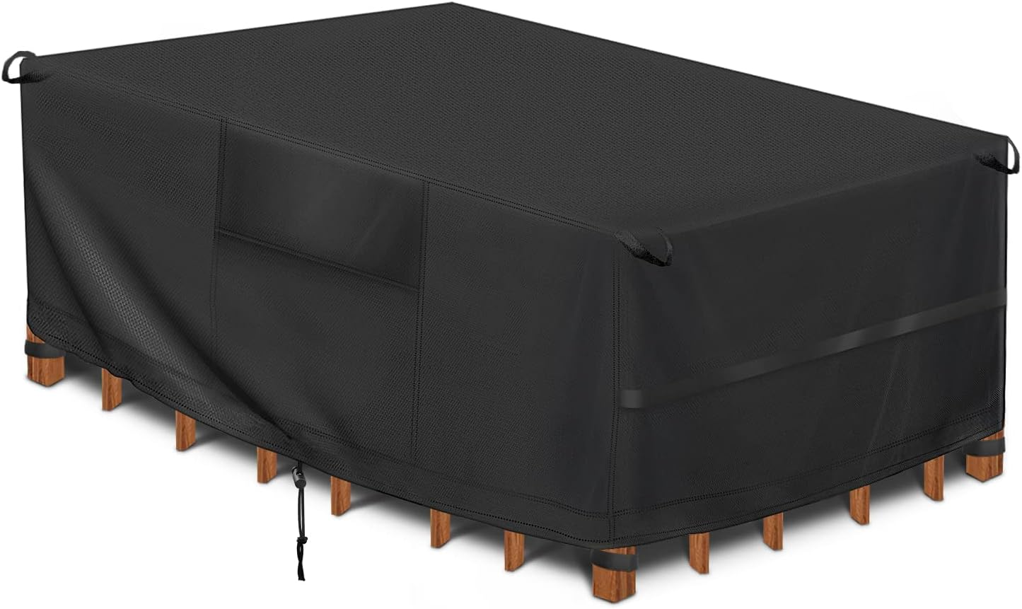 AUTOWT Patio Furniture Set Cover, Waterproof Uv-Resistant Lawn Patio Seat Cover, Heavy Duty 420D Polyester Oxford Cloth Outdoor Bench Sofa Cover, Rectangular Protective Cover for Garden Furniture image number 4