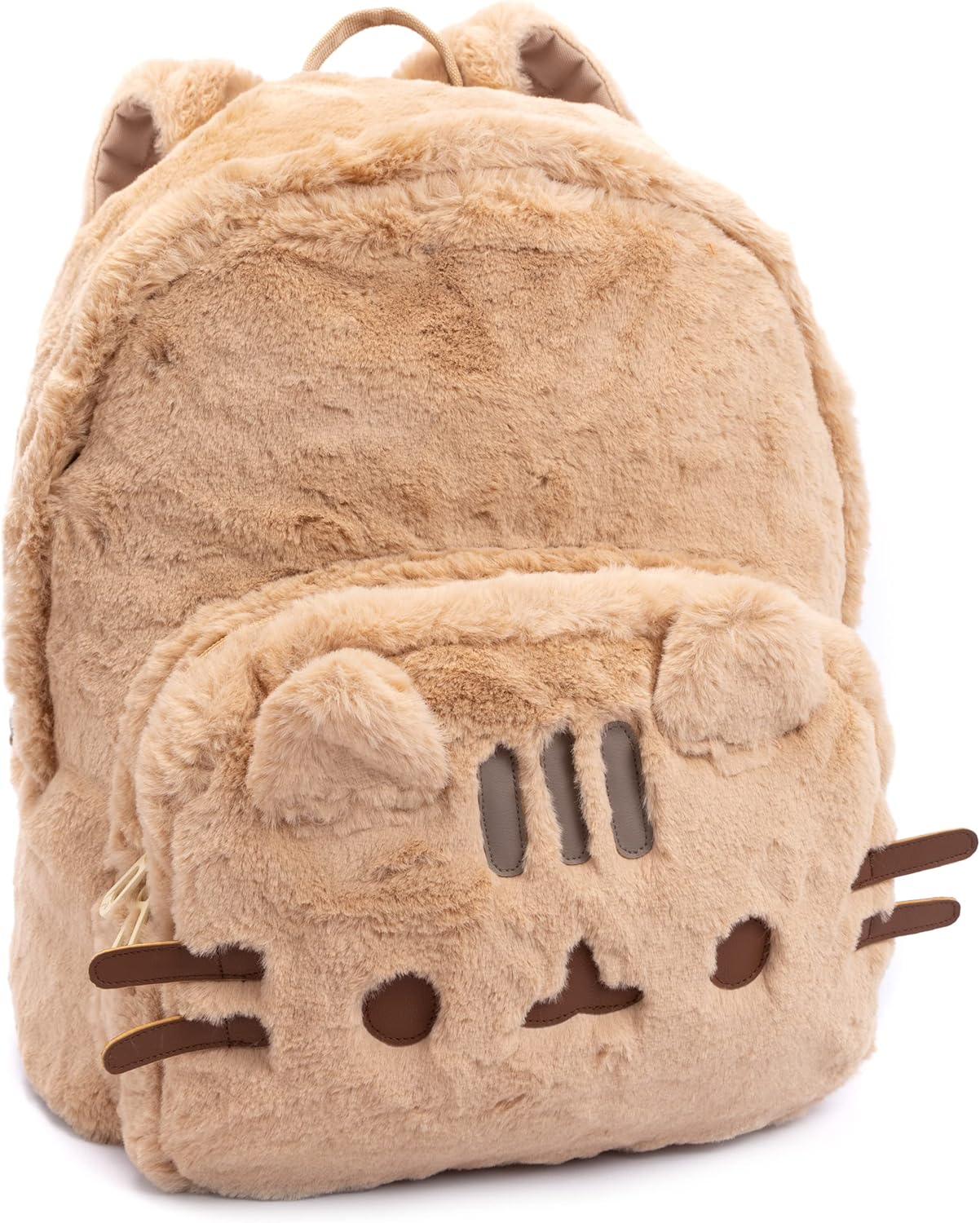 Pusheen Backpack Fur 3D Cat Beige Fluffy Rucksack 13.5"