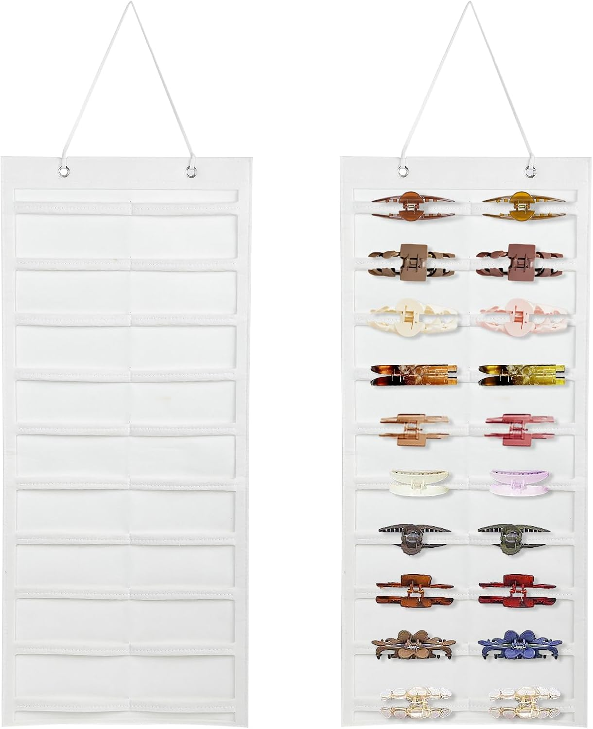 Claw Clip Organizer, Hanging Hair Clip Organizer, Large Hair Clip Holder Wall Hanging, Hanging Claw Clips Storage for Women Girls, Hair Clips Organizer Big Claw Clip Display Stand Holder (White) image number 2